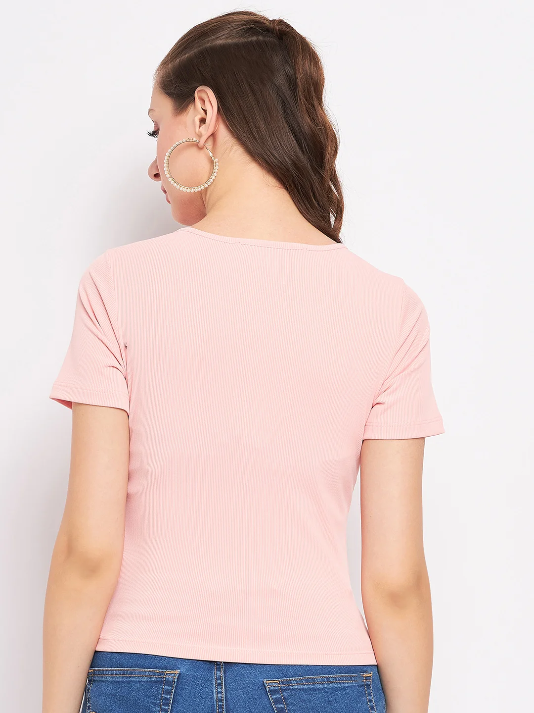Madame Solid Dusty Pink Round Neck Top - Image 6
