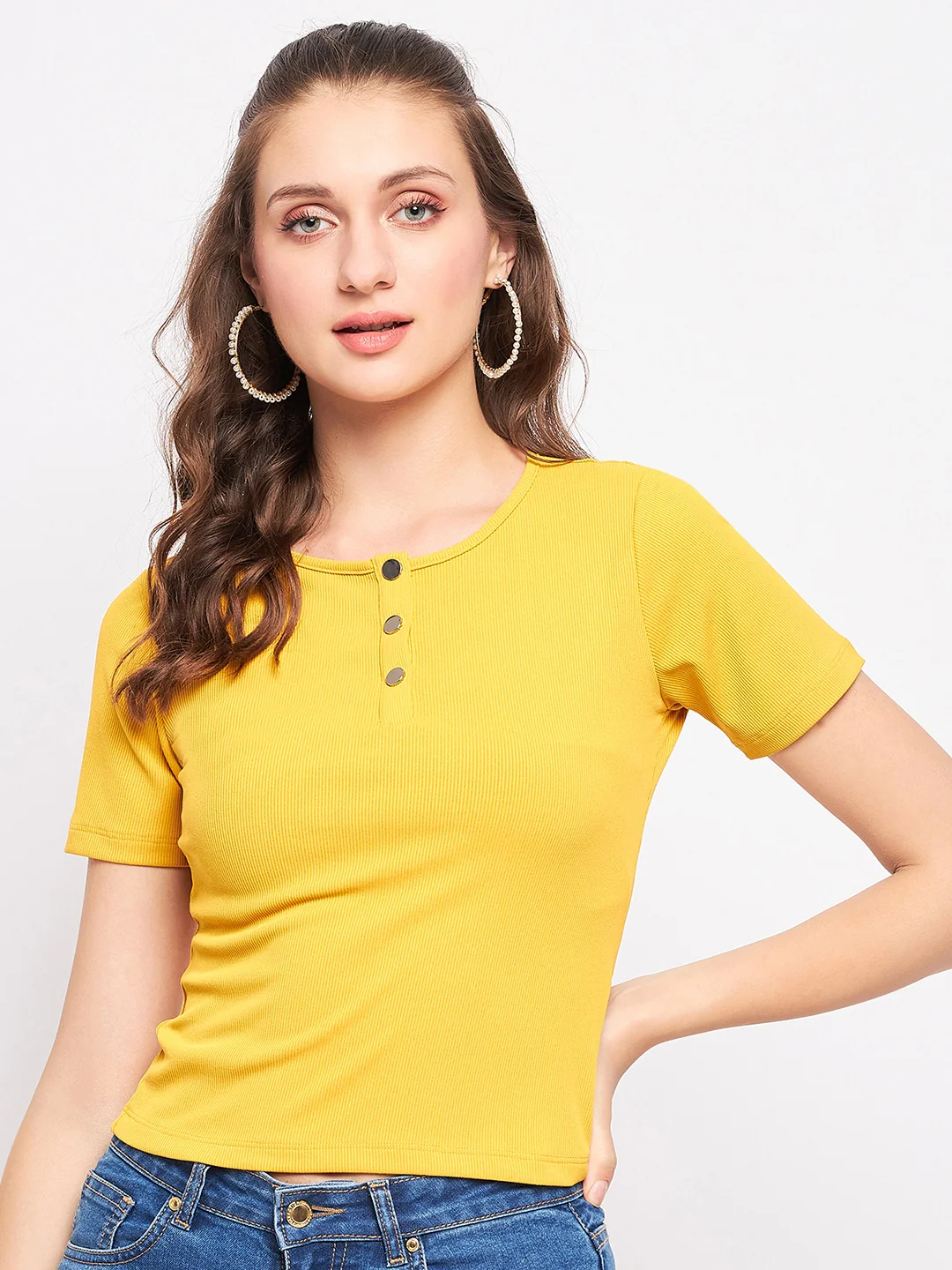 Madame Casual Mustard Cotton Top - Image 3
