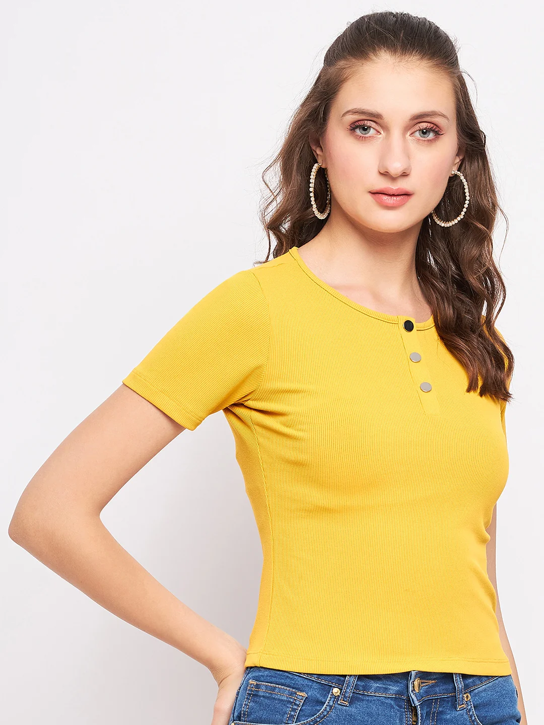 Madame Casual Mustard Cotton Top - Image 4