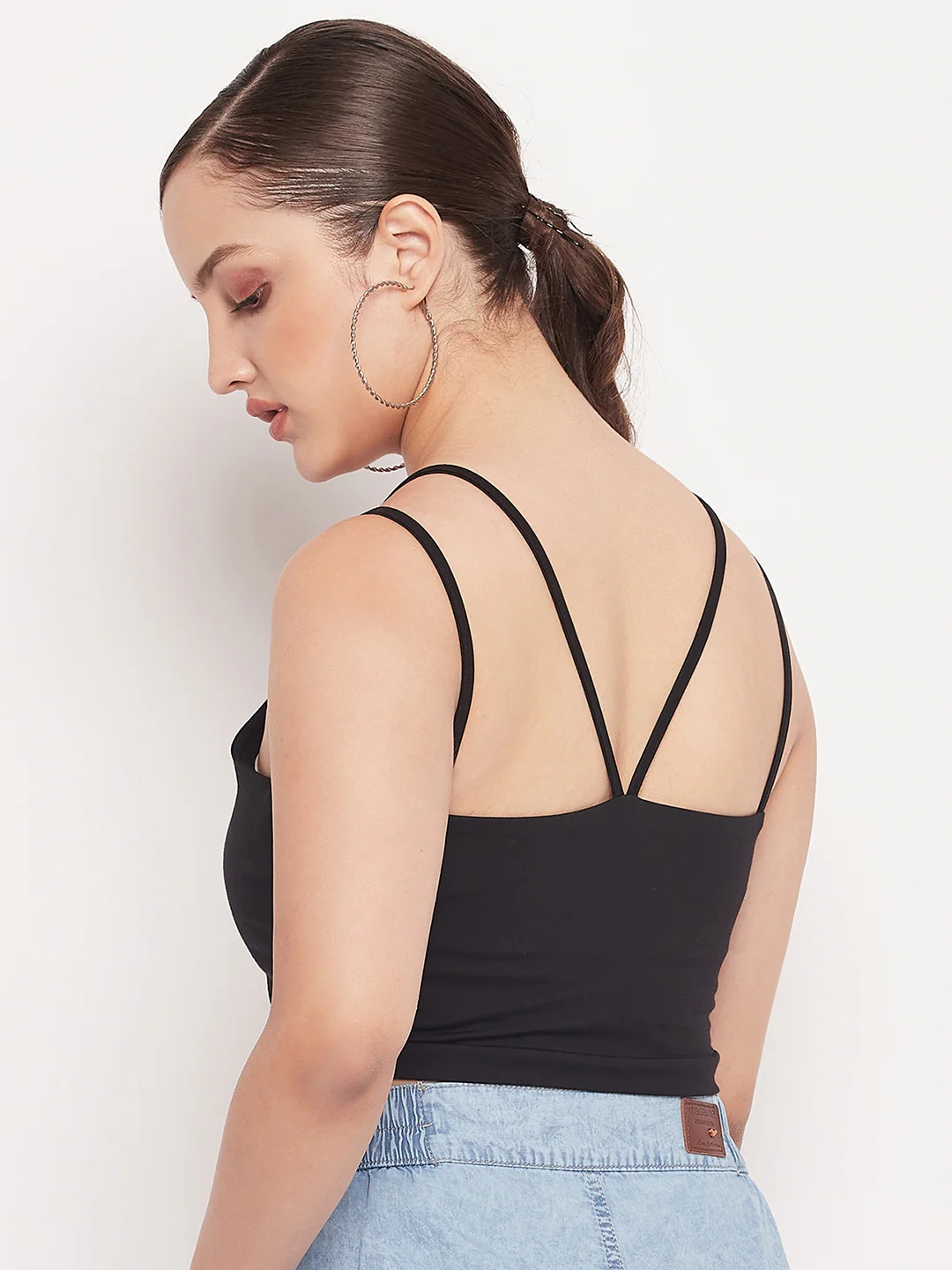 Madame Black Solid Cami Crop Top - Image 5
