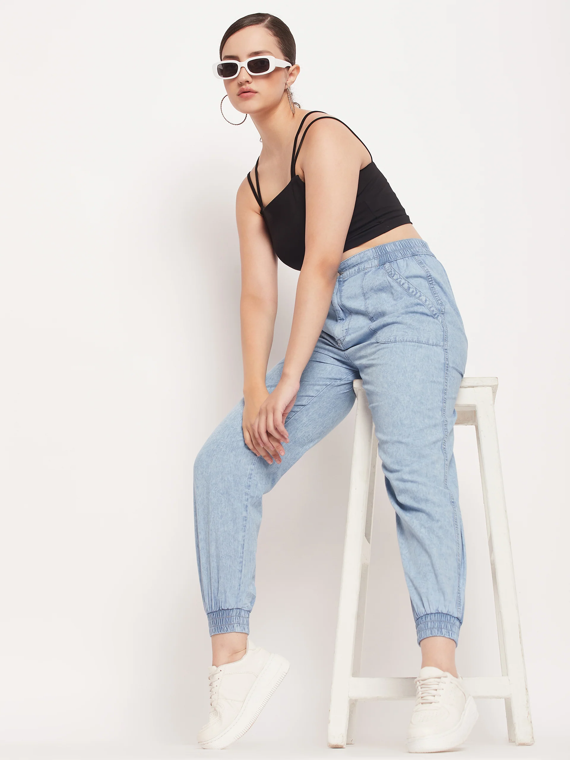 Madame Black Solid Cami Crop Top - Image 7