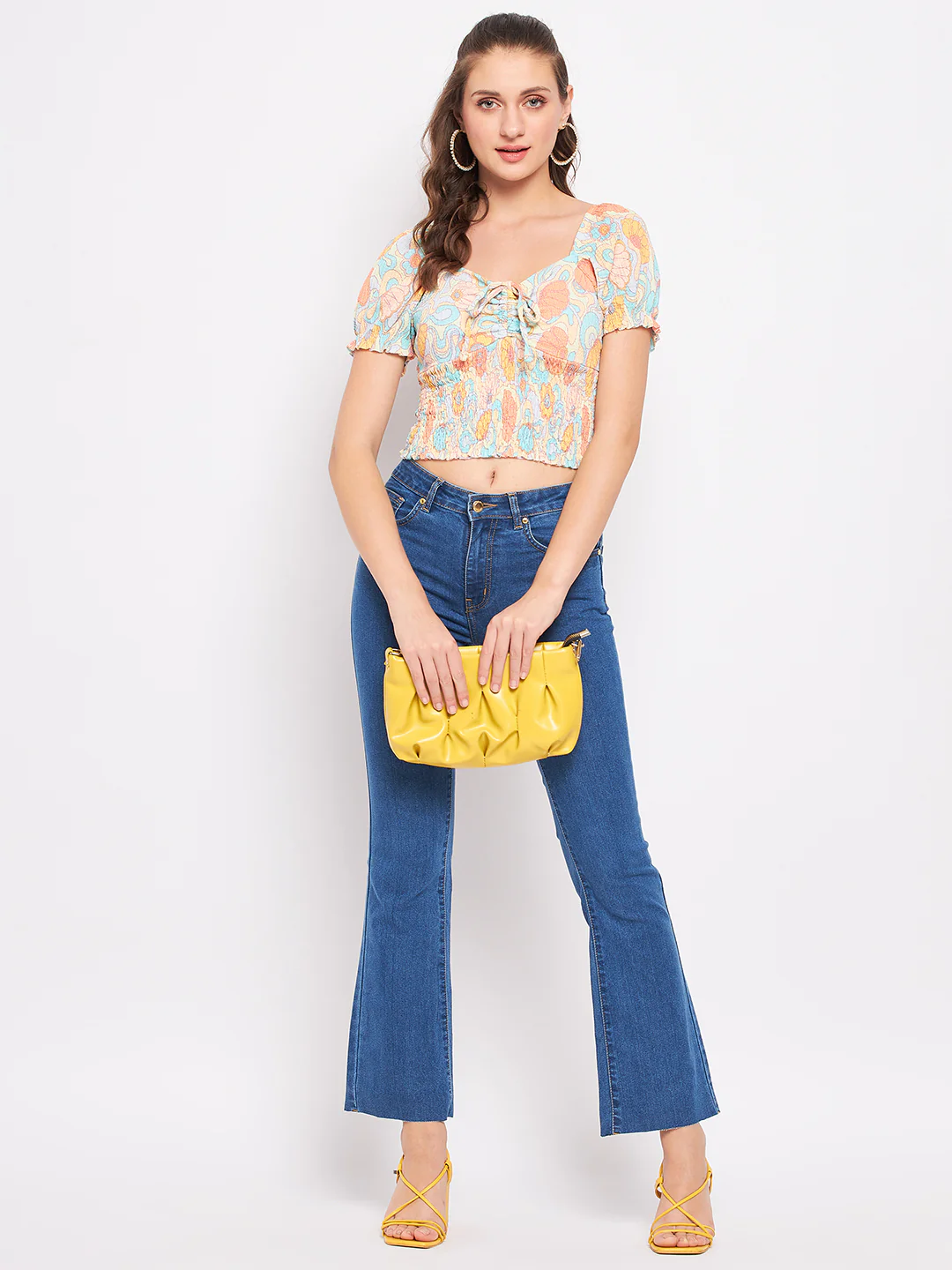 Madame Floral Sweetheart Neckline Crop Top - Image 2