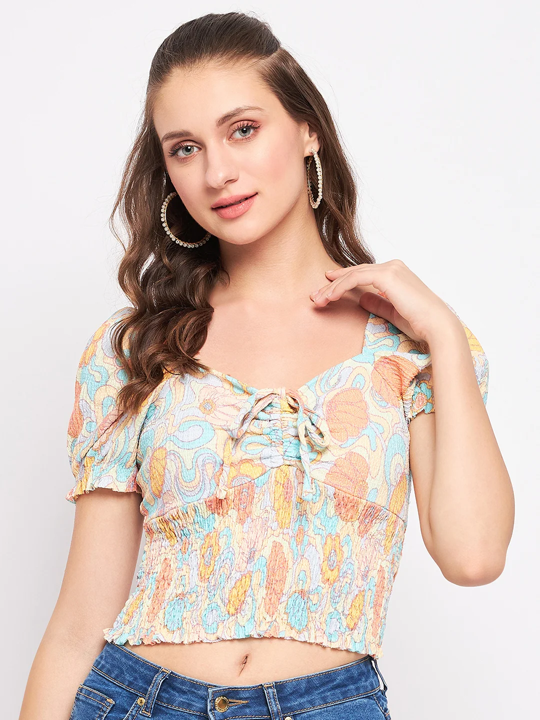 Madame Floral Sweetheart Neckline Crop Top - Image 3