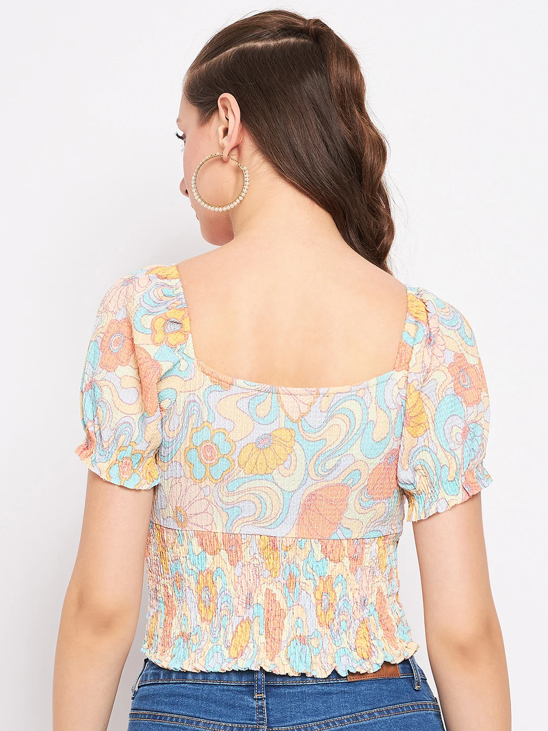 Madame Floral Sweetheart Neckline Crop Top - Image 6