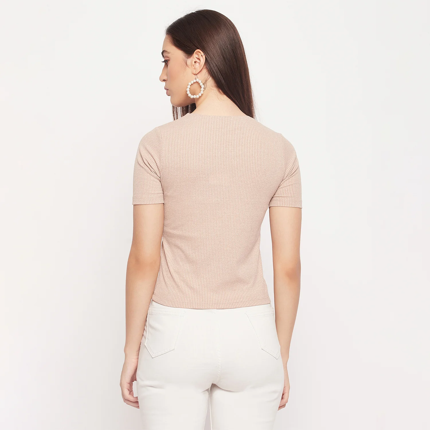 Madame Keyhole Detailed Beige Top - Image 5