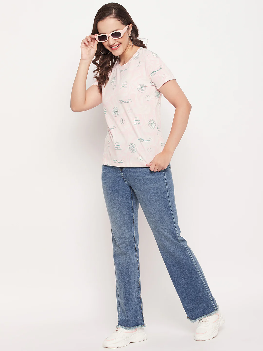 Madame Peach Round Neck Printed Cotton T-Shirt - Image 2