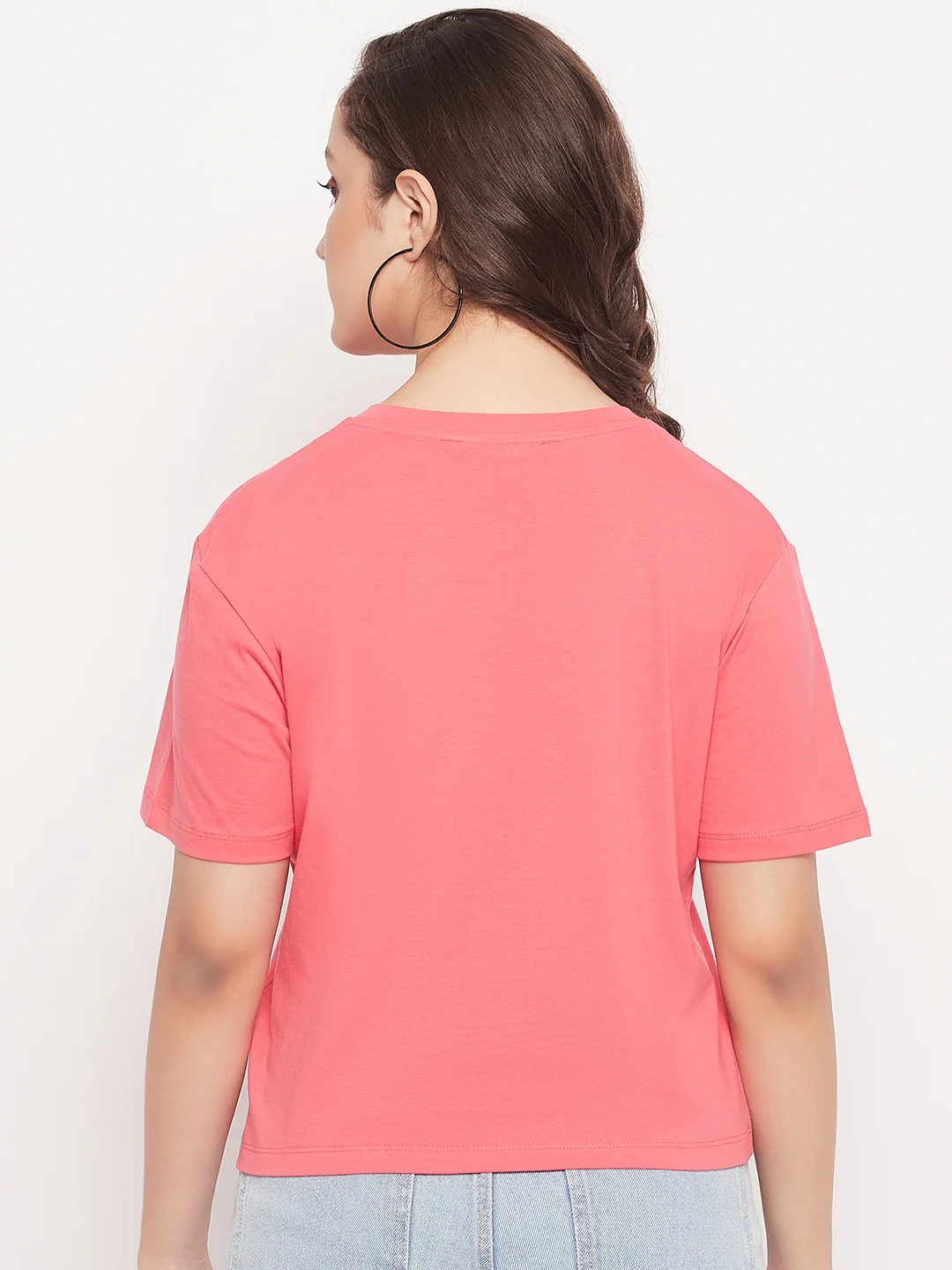 Madame Pink Cotton Regular Fit Printed T-shirt - Image 6