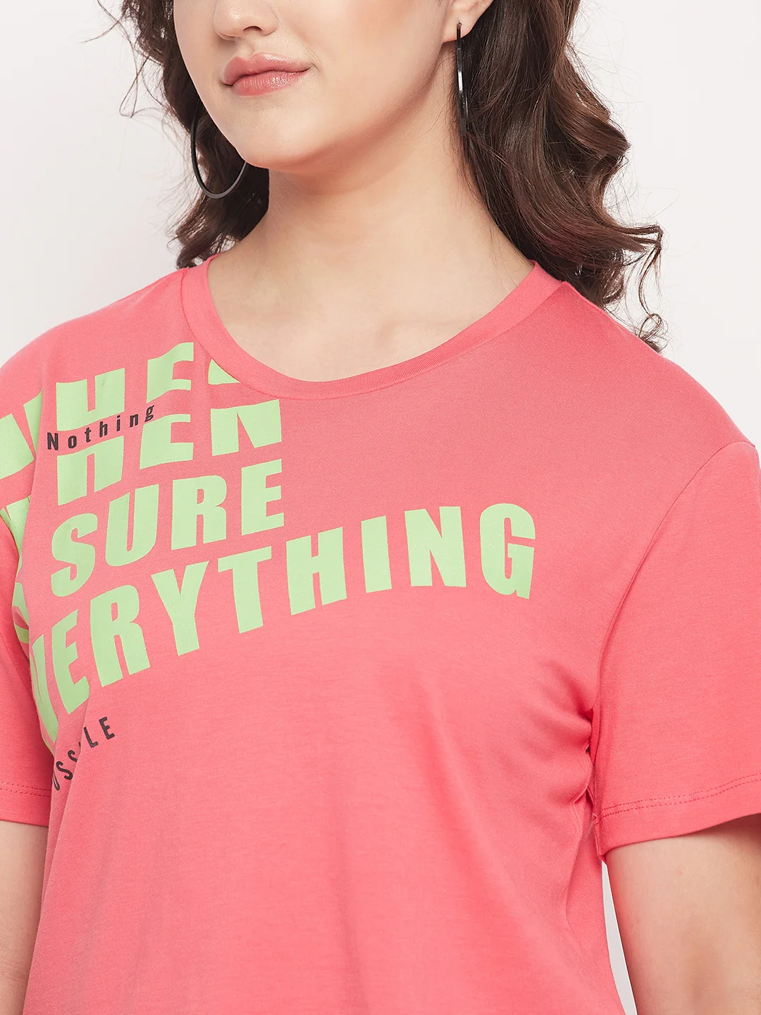 Madame Pink Cotton Regular Fit Printed T-shirt - Image 7