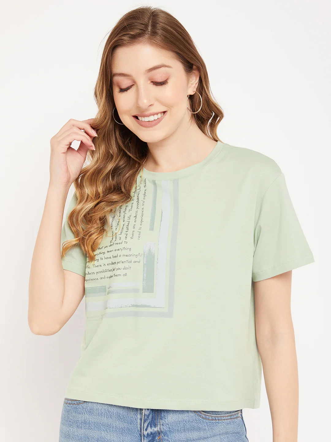 Madame Sea Green Typography T-Shirt - Image 3