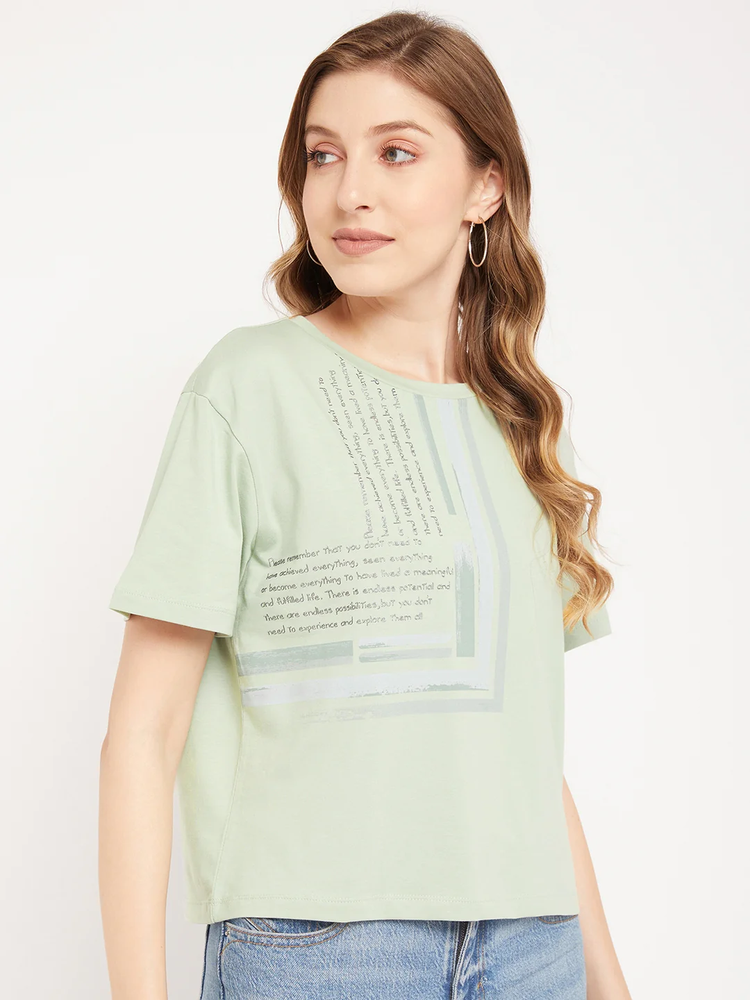 Madame Sea Green Typography T-Shirt - Image 4