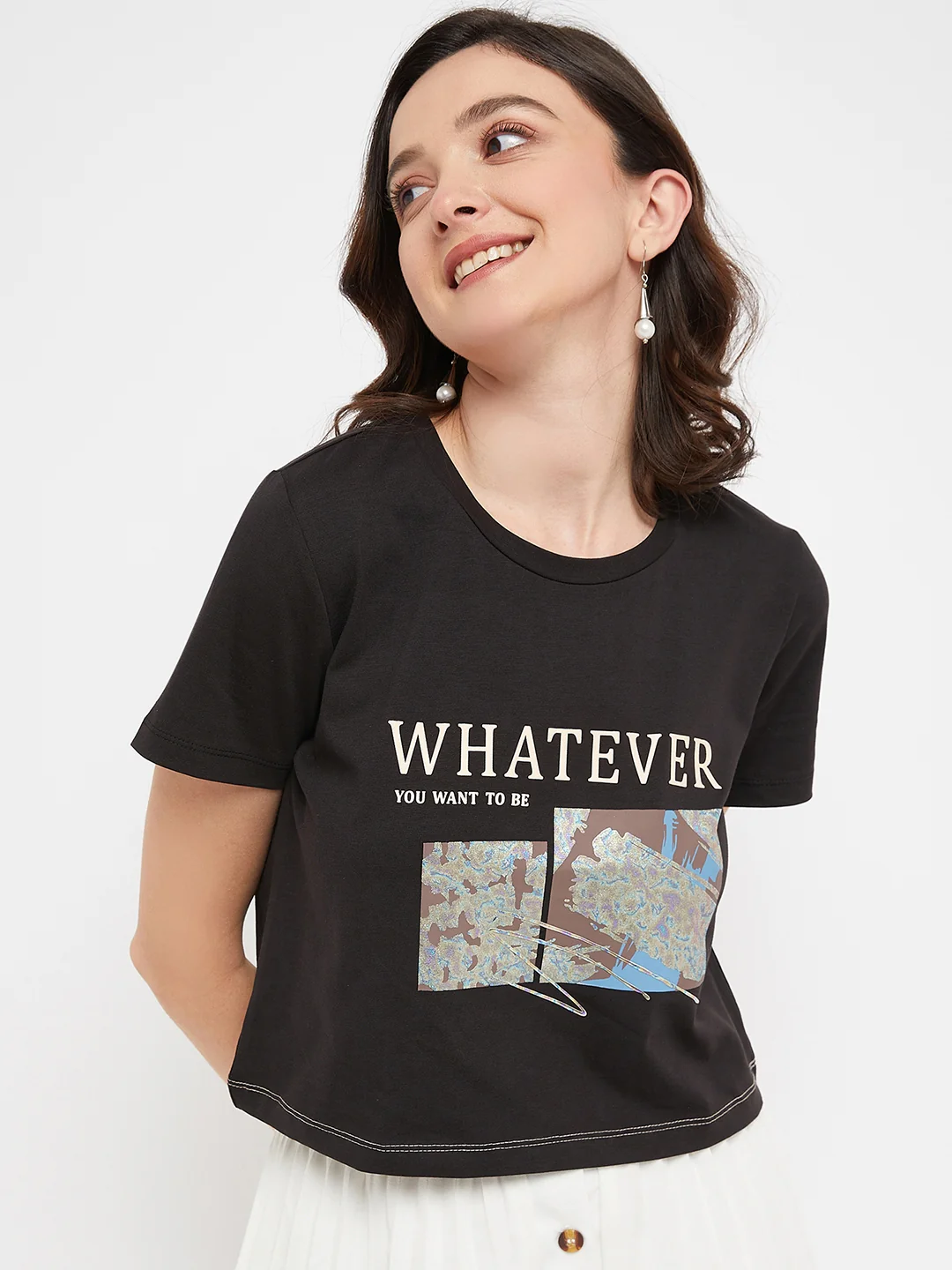 Madame Black Typography Cotton T-Shirt - Image 3