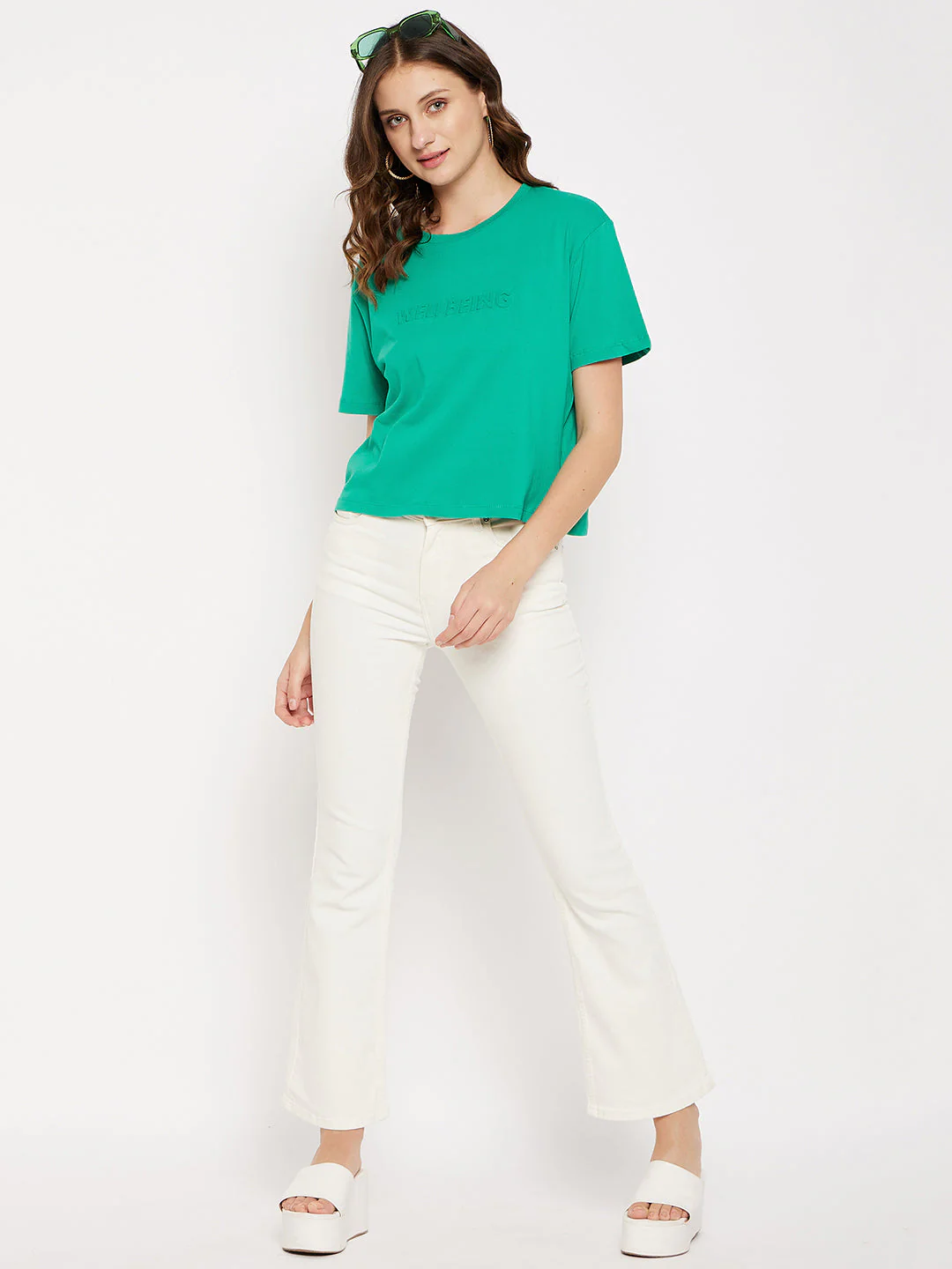 Madame Crew Neck Zen Green Printed T-Shirt - Image 2