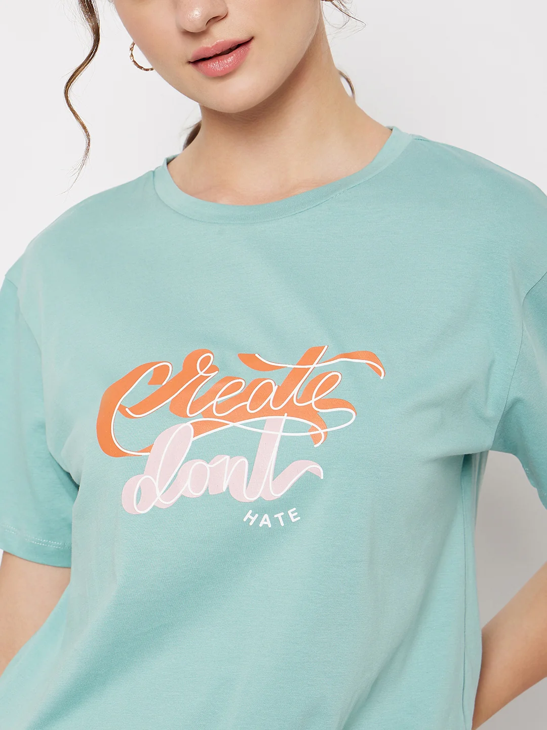 Madame Crew Neck Green Printed T-Shirt - Image 7