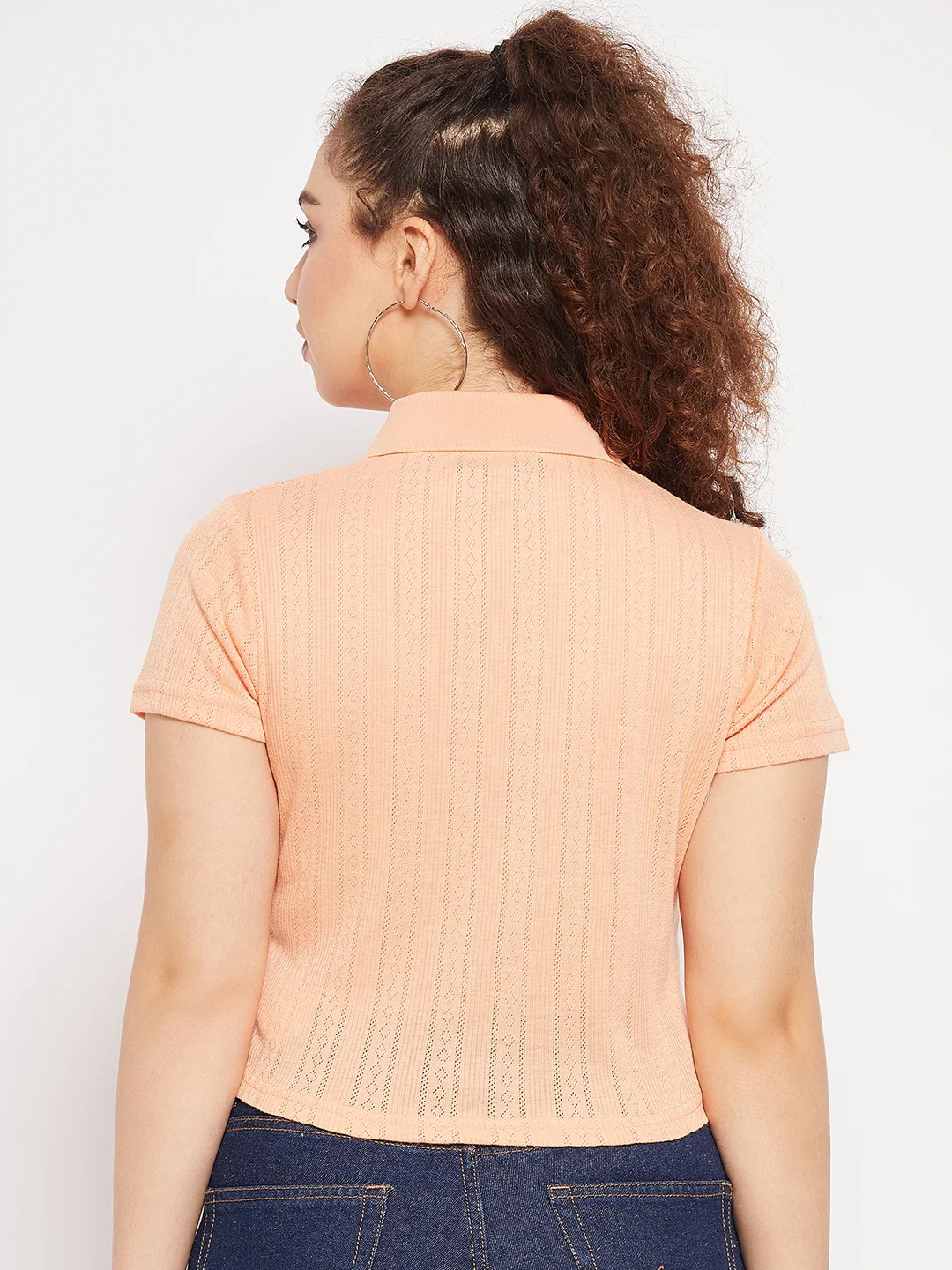 Madame Peach Shirt Collared Crop Top - Image 6