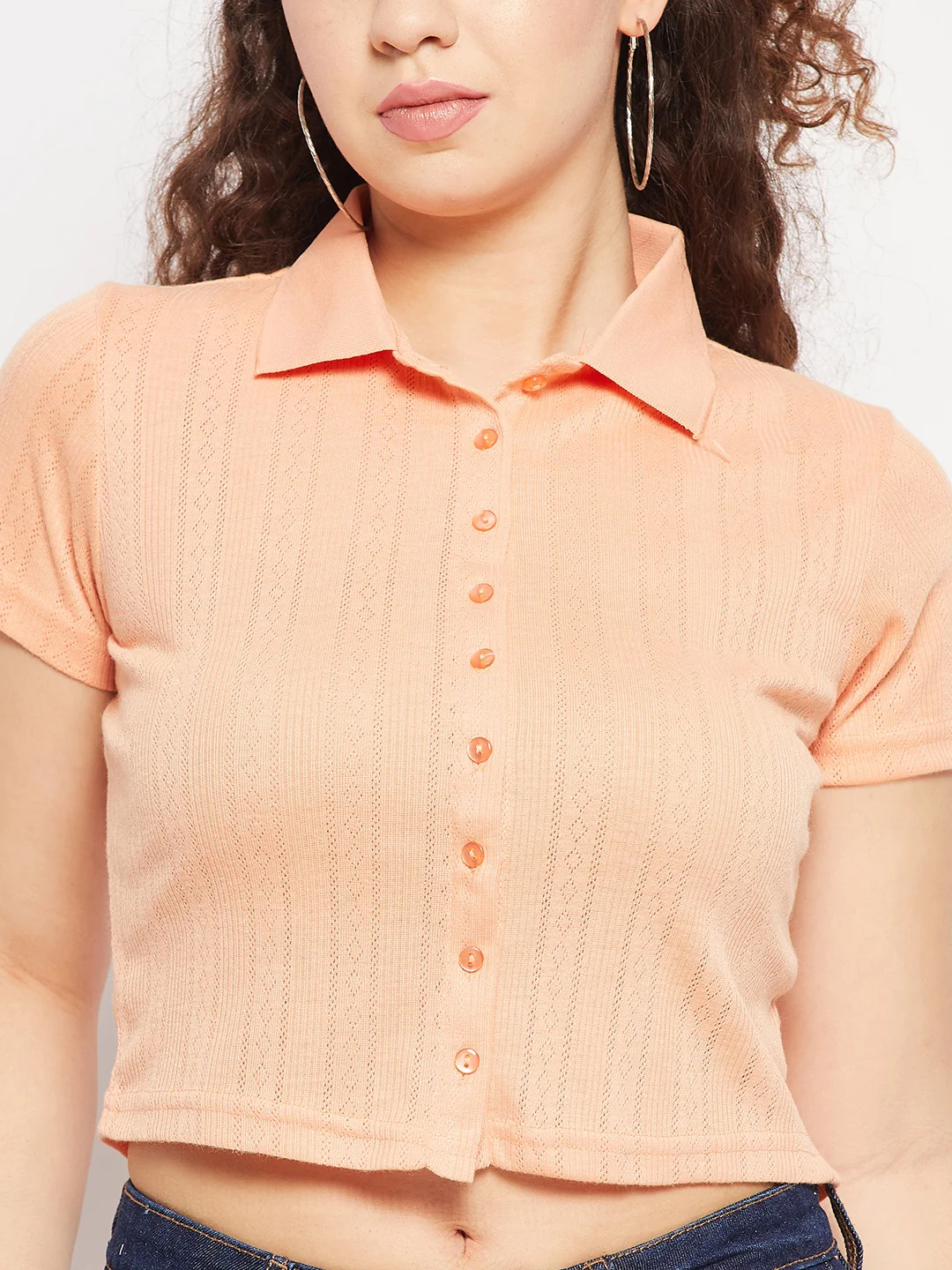 Madame Peach Shirt Collared Crop Top - Image 7