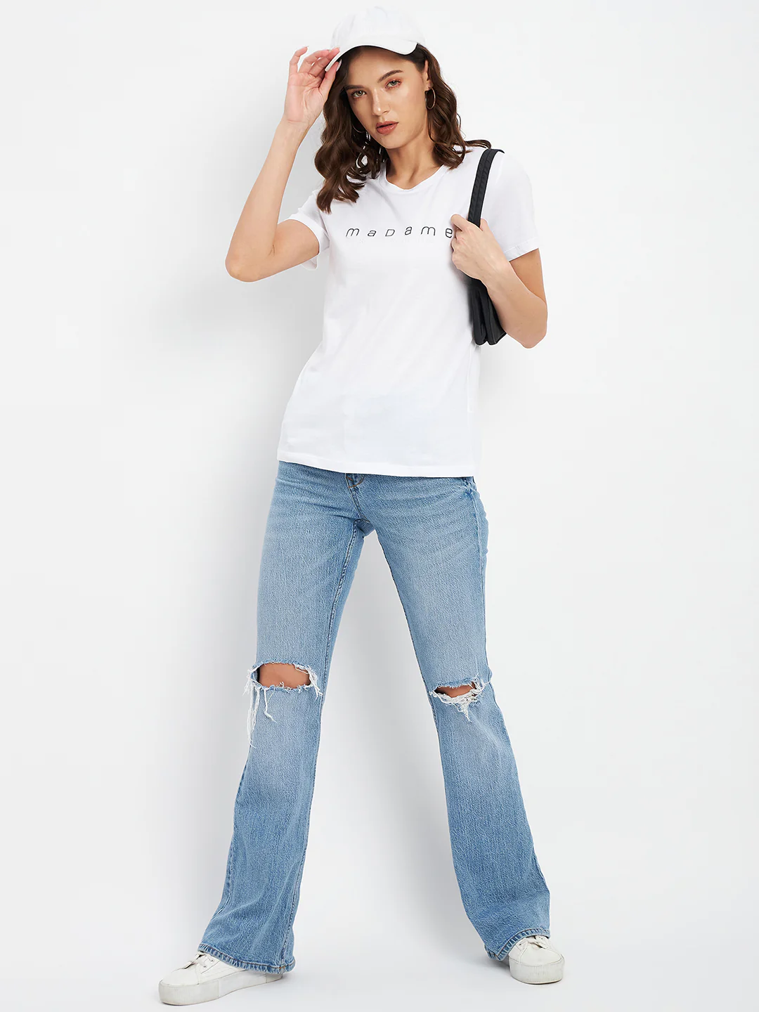 Madame White Crew Neckline Typography Tshirt - Image 2
