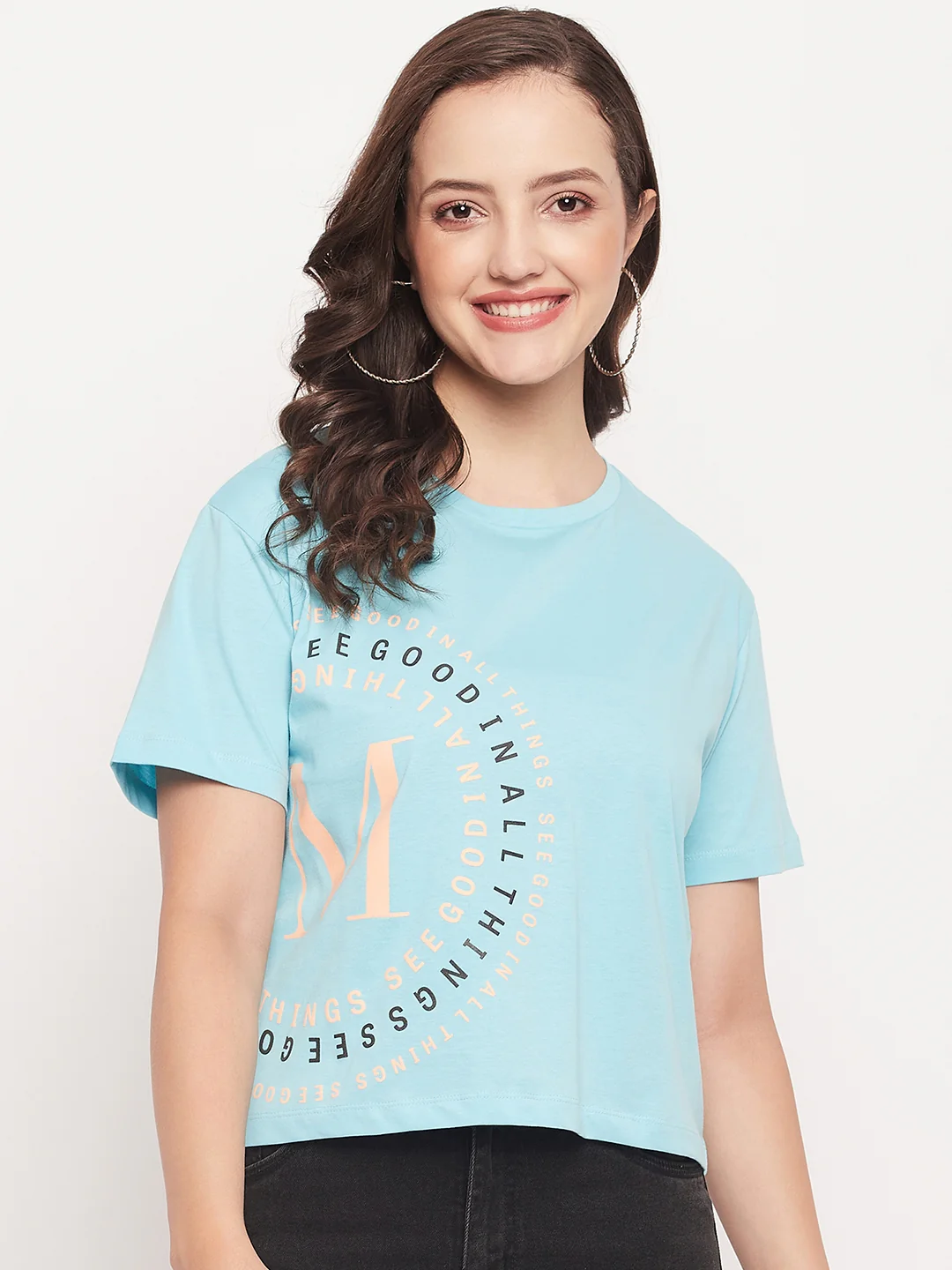 Madame Round Neck Printed Cotton T-shirt - Image 3