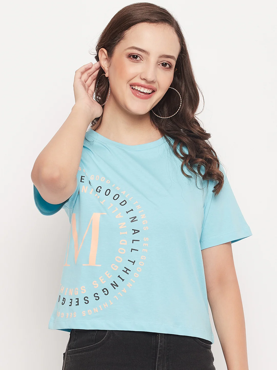 Madame Round Neck Printed Cotton T-shirt - Image 4