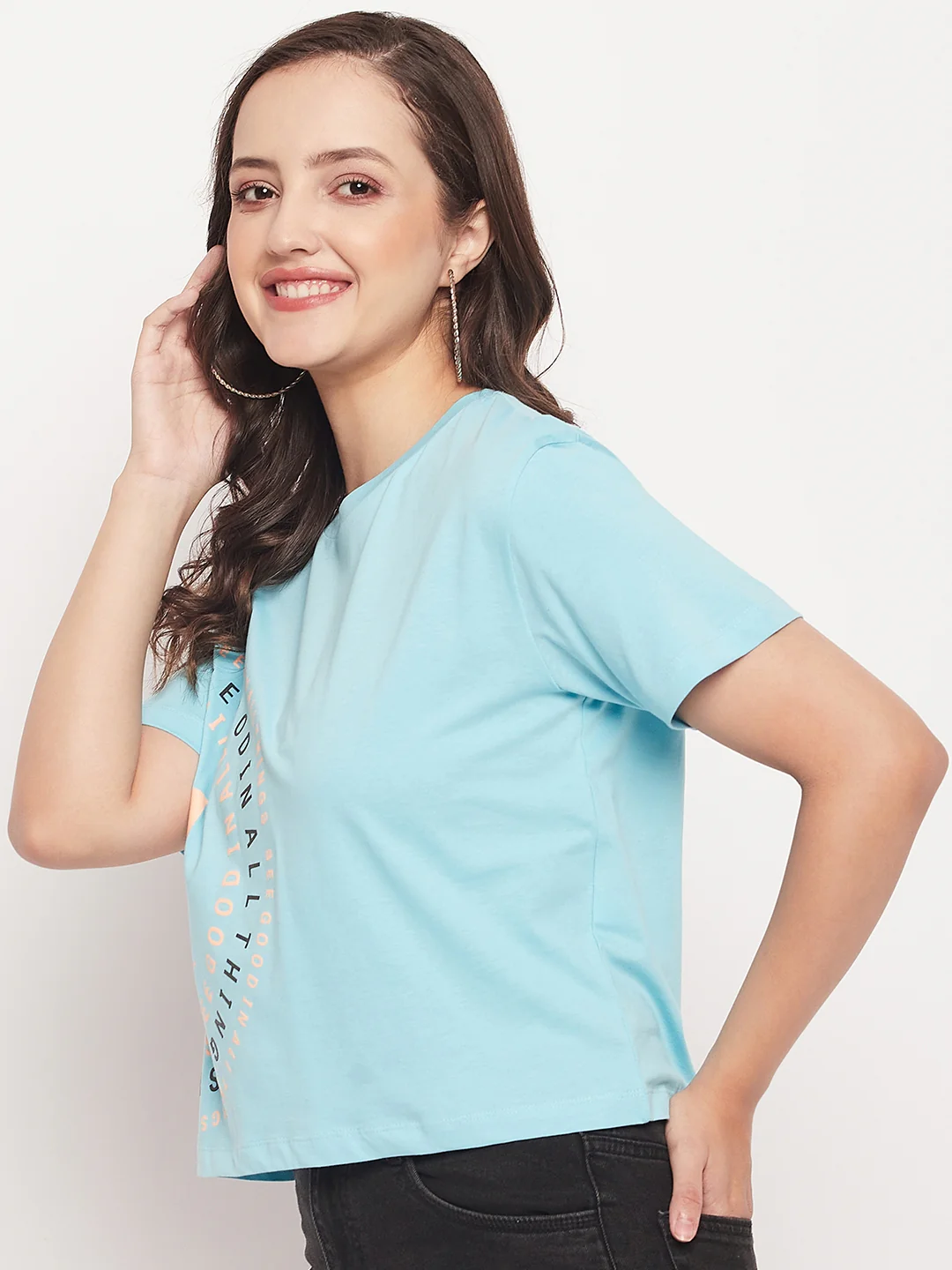 Madame Round Neck Printed Cotton T-shirt - Image 5