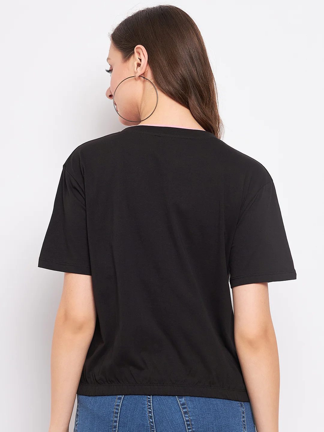 Madame Solid Black Elasticated Waist Top - Image 6