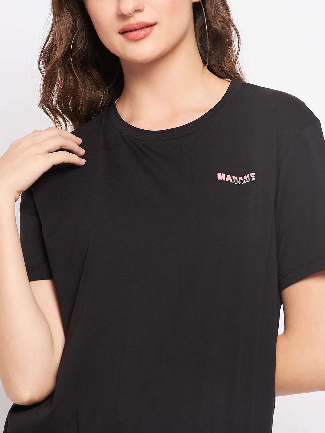 Madame Solid Black Elasticated Waist Top - Image 7