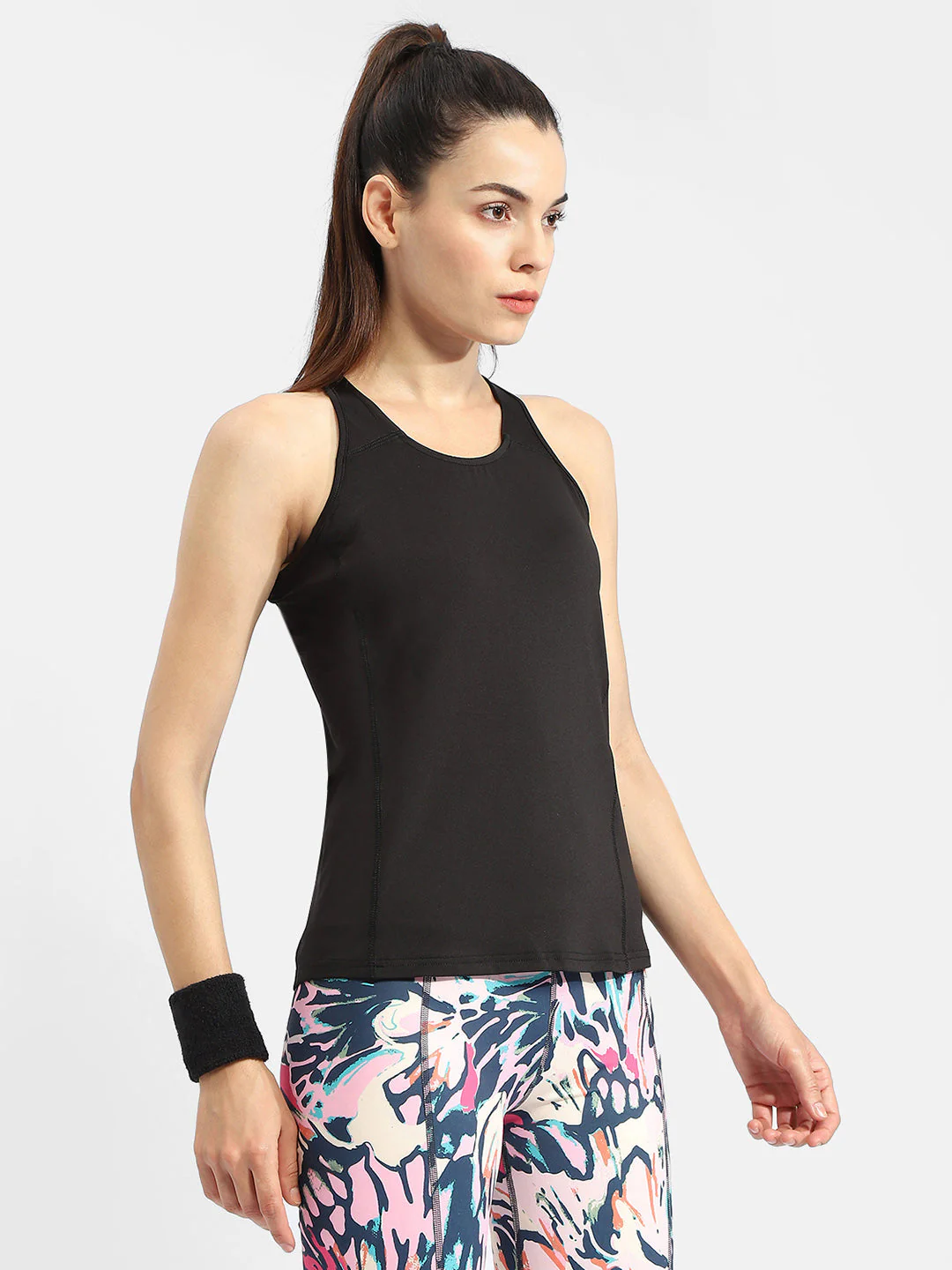 Madame Solid Black Active Tank Top - Image 3