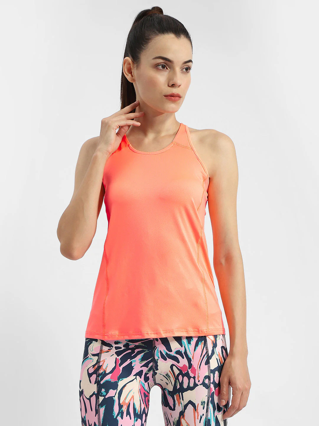 Madame Solid Orange Active Tank Top - Image 2
