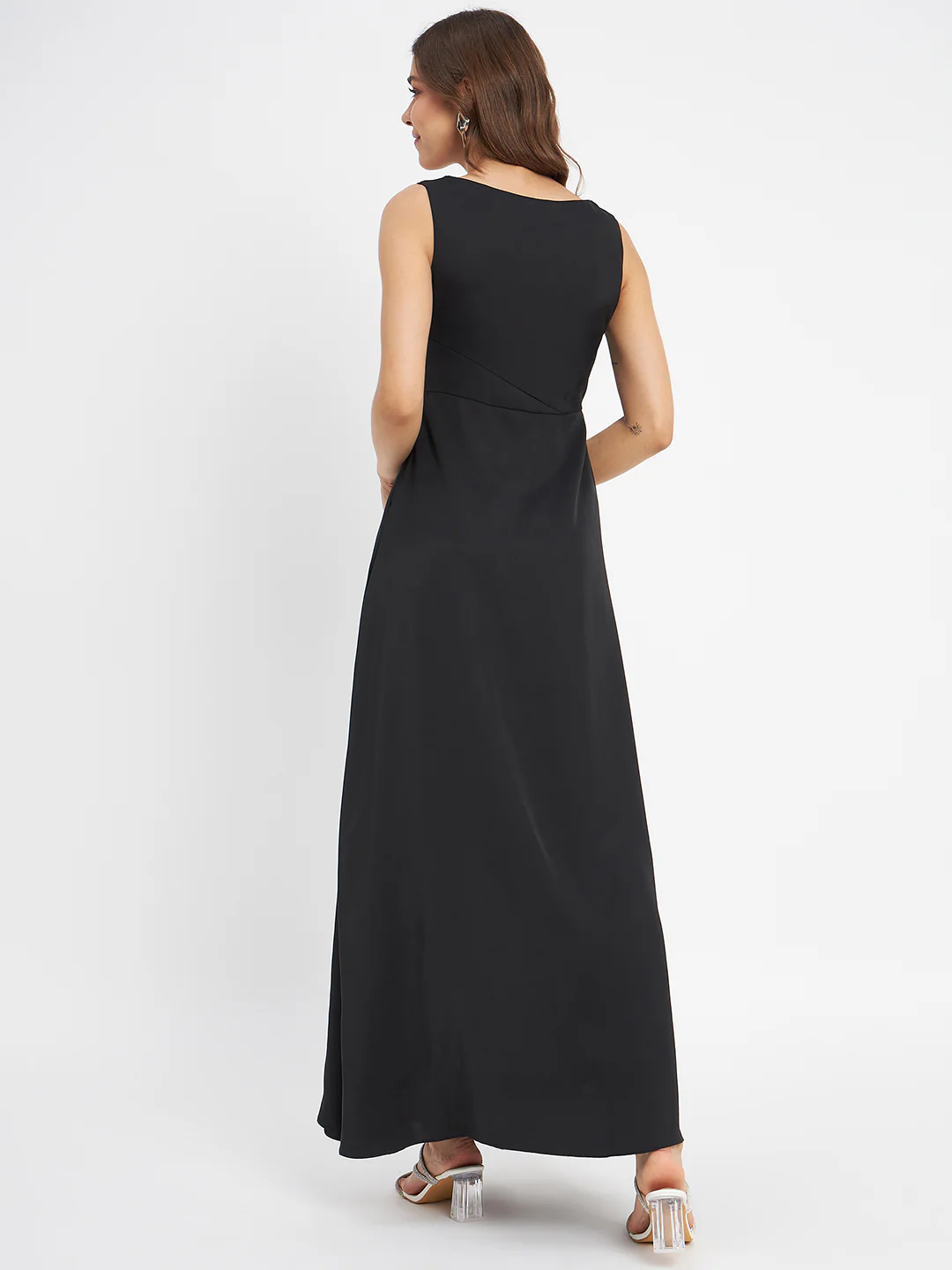 Madame Black Shimmer Detailing Ruffle Dress - Image 6