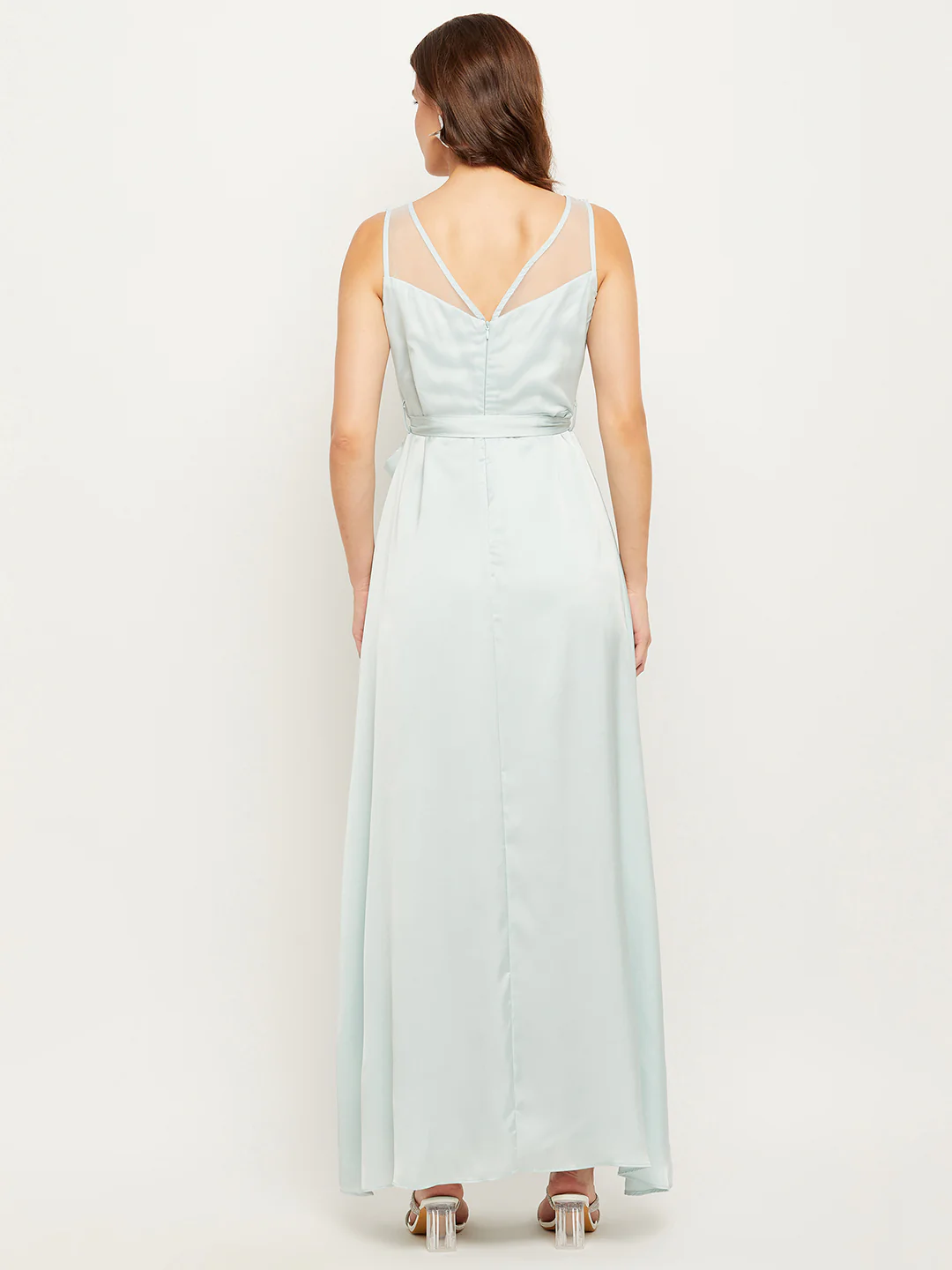 Madame Blue Embellished Tie-Waist Fit-Flare Dress - Image 6