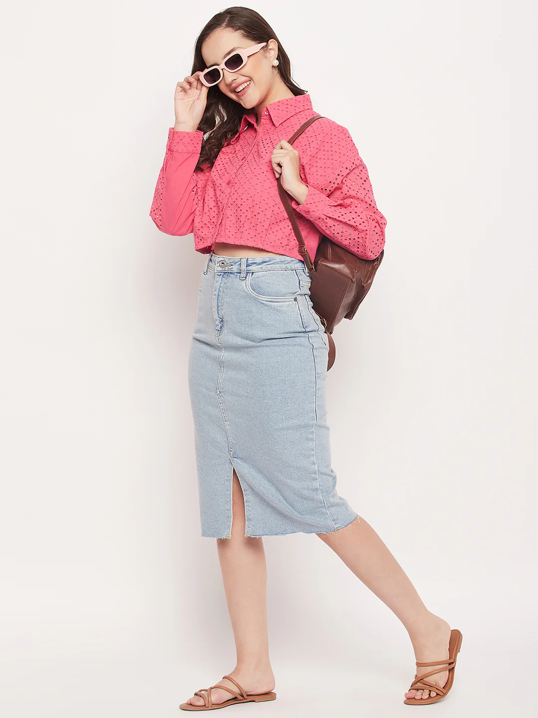 Madame Pink Schiffli Crop Shirt - Image 2