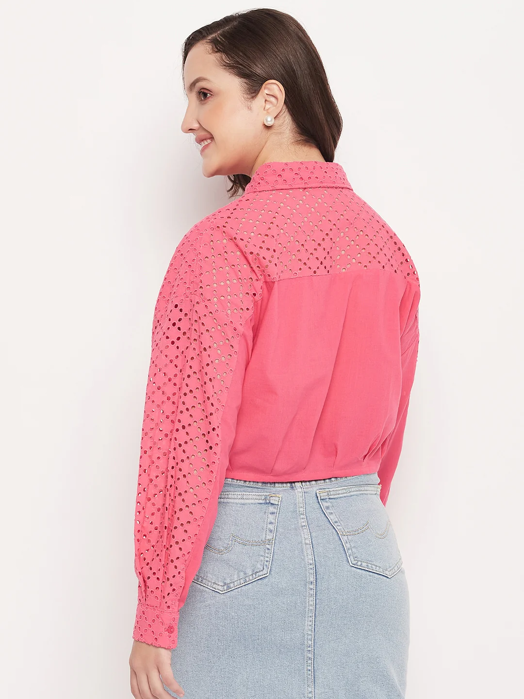 Madame Pink Schiffli Crop Shirt - Image 6