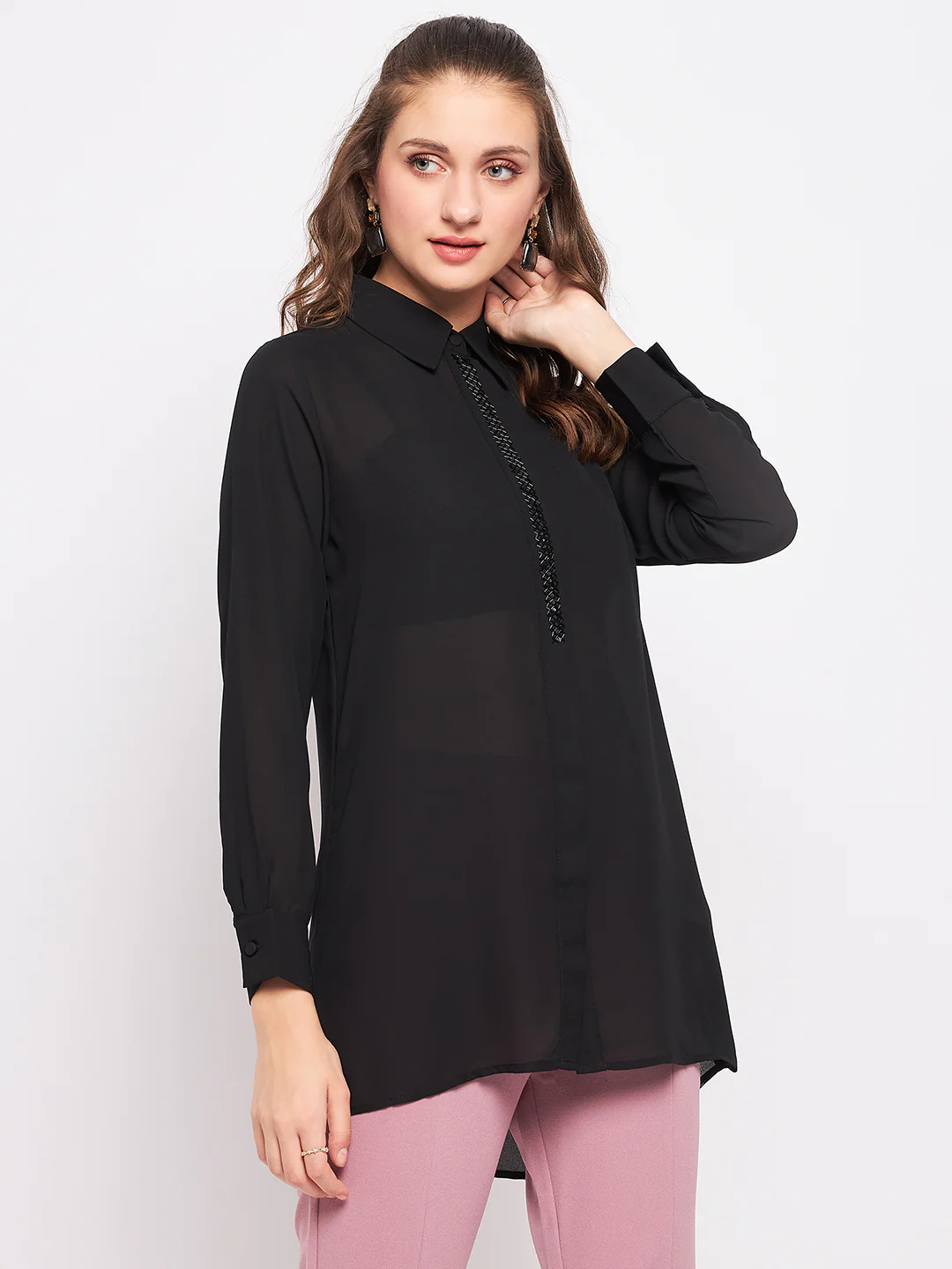 Madame Black Embellished Shirt - Image 4