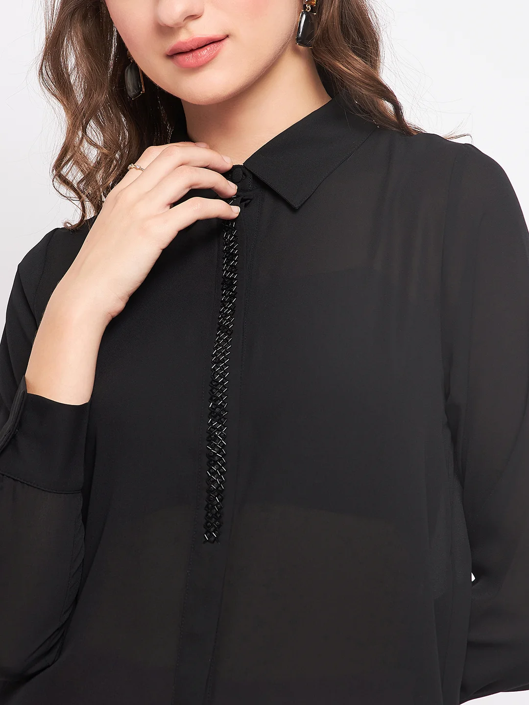 Madame Black Embellished Shirt - Image 7