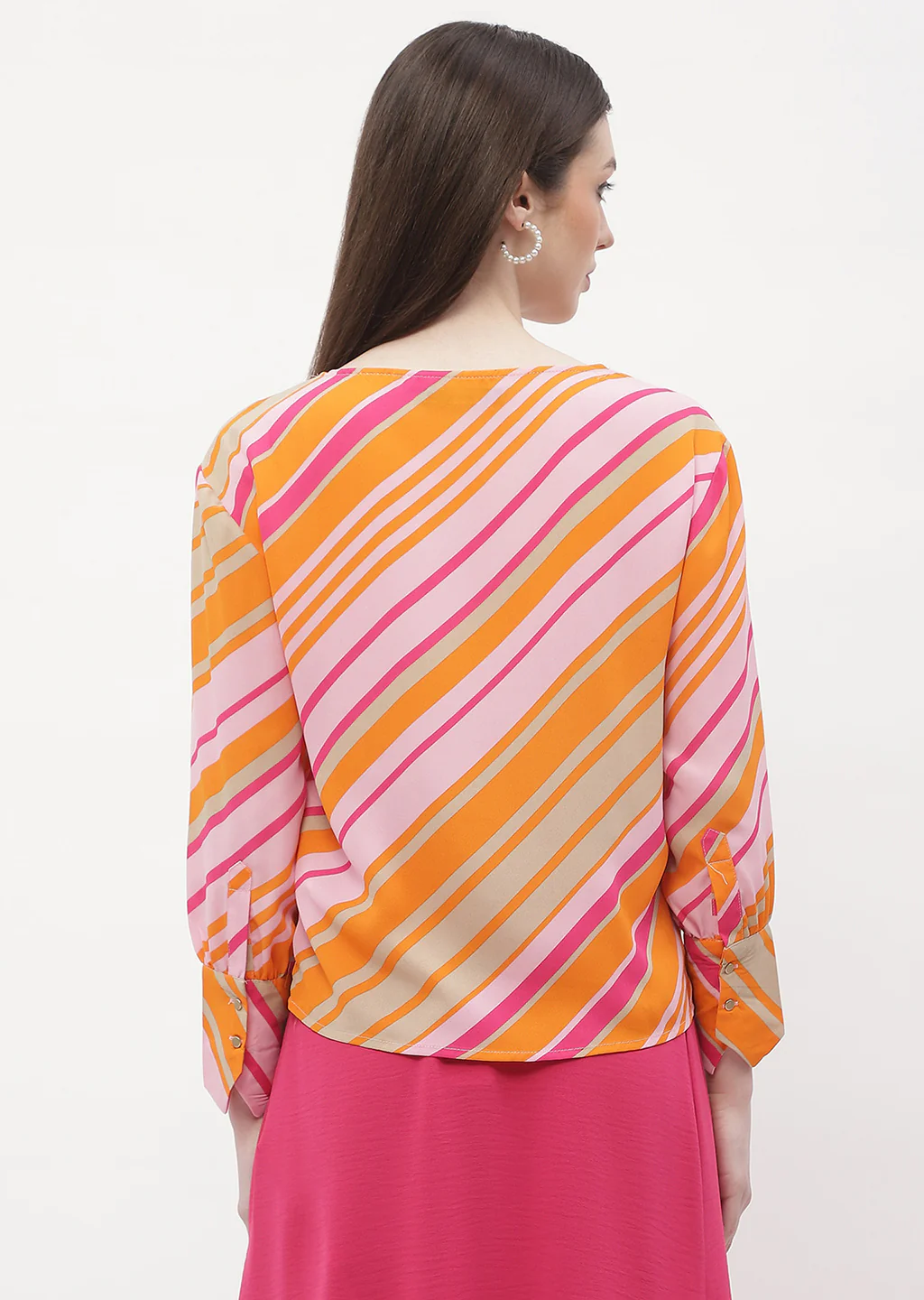 Madame Striped Pink V-Neck Top - Image 6