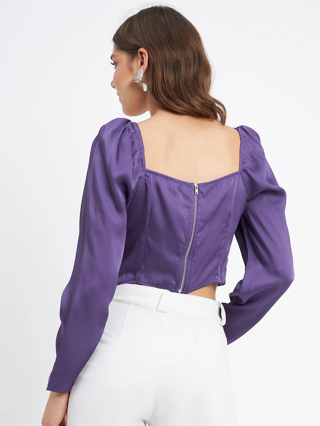 Madame Embellished Detail Corset Style Purple Top - Image 6