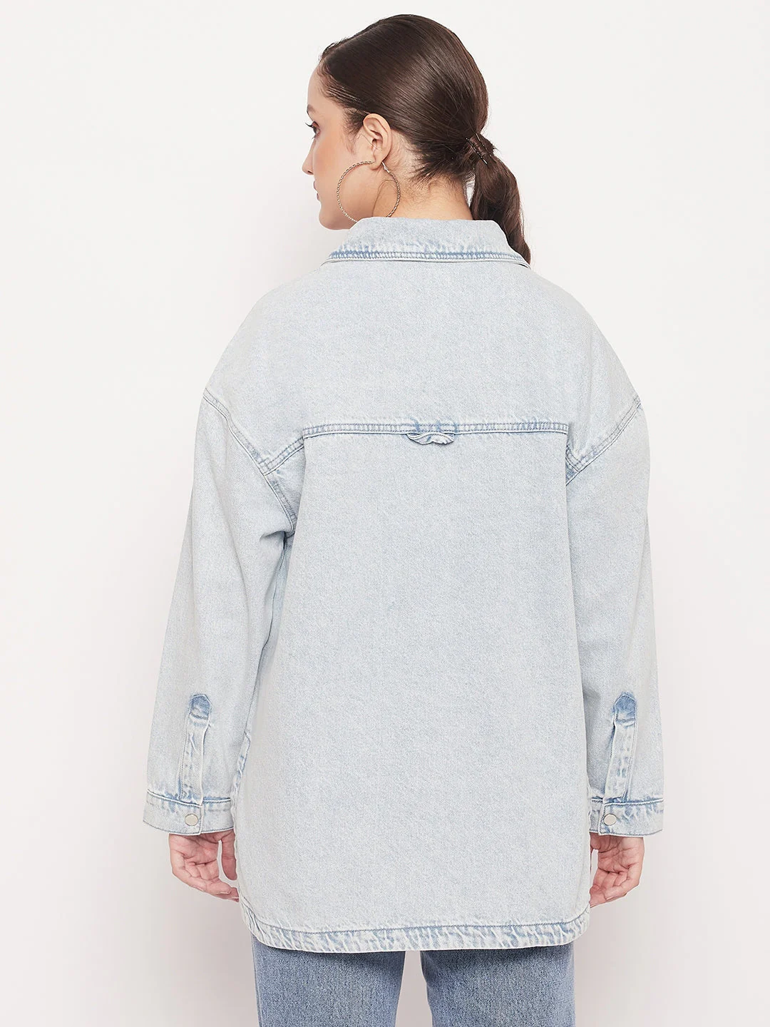 Madame Oversized Ice Blue Denim Jacket - Image 4