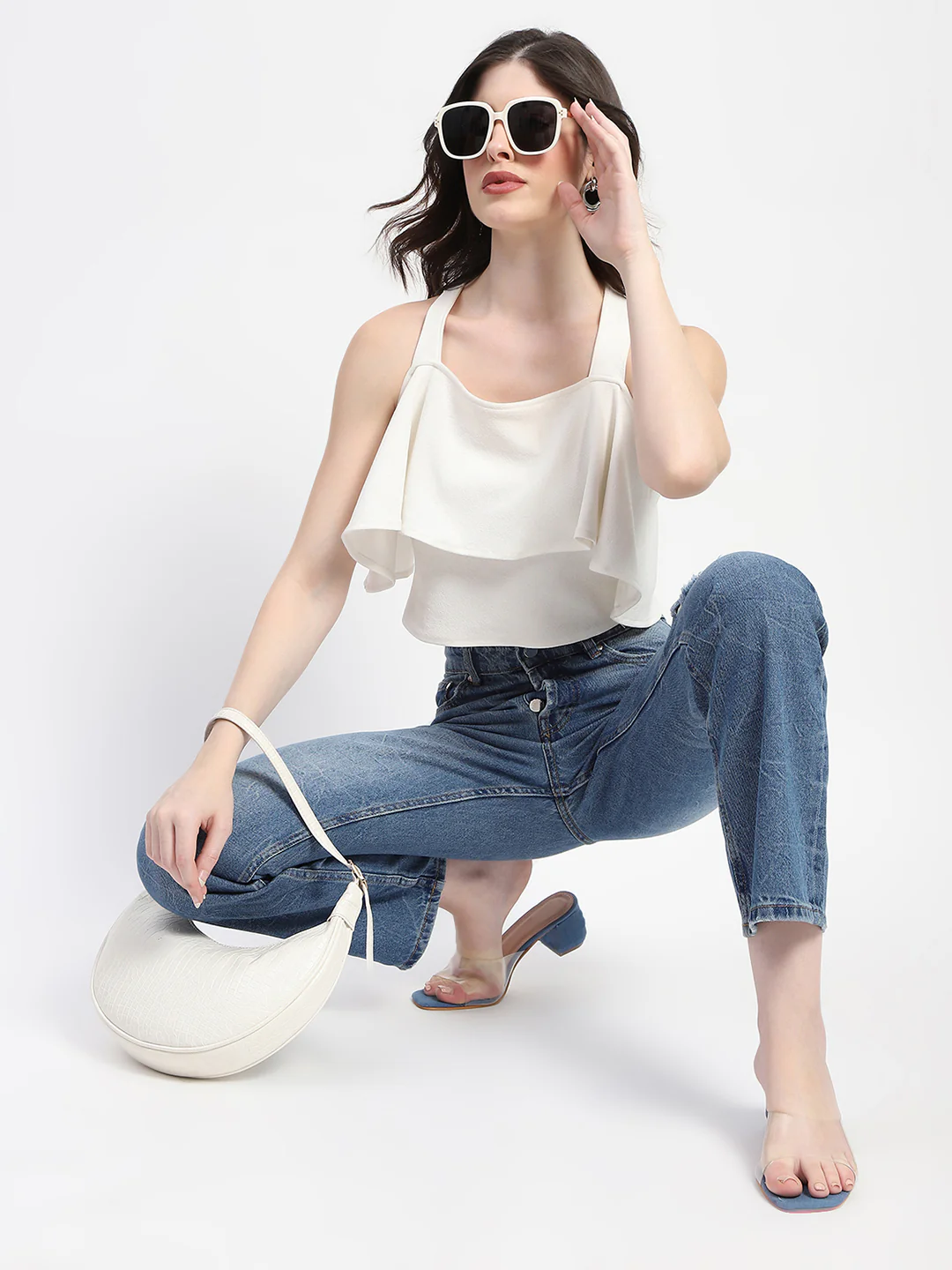 Madame Crushed Ripped Blue Straight Denim - Image 2