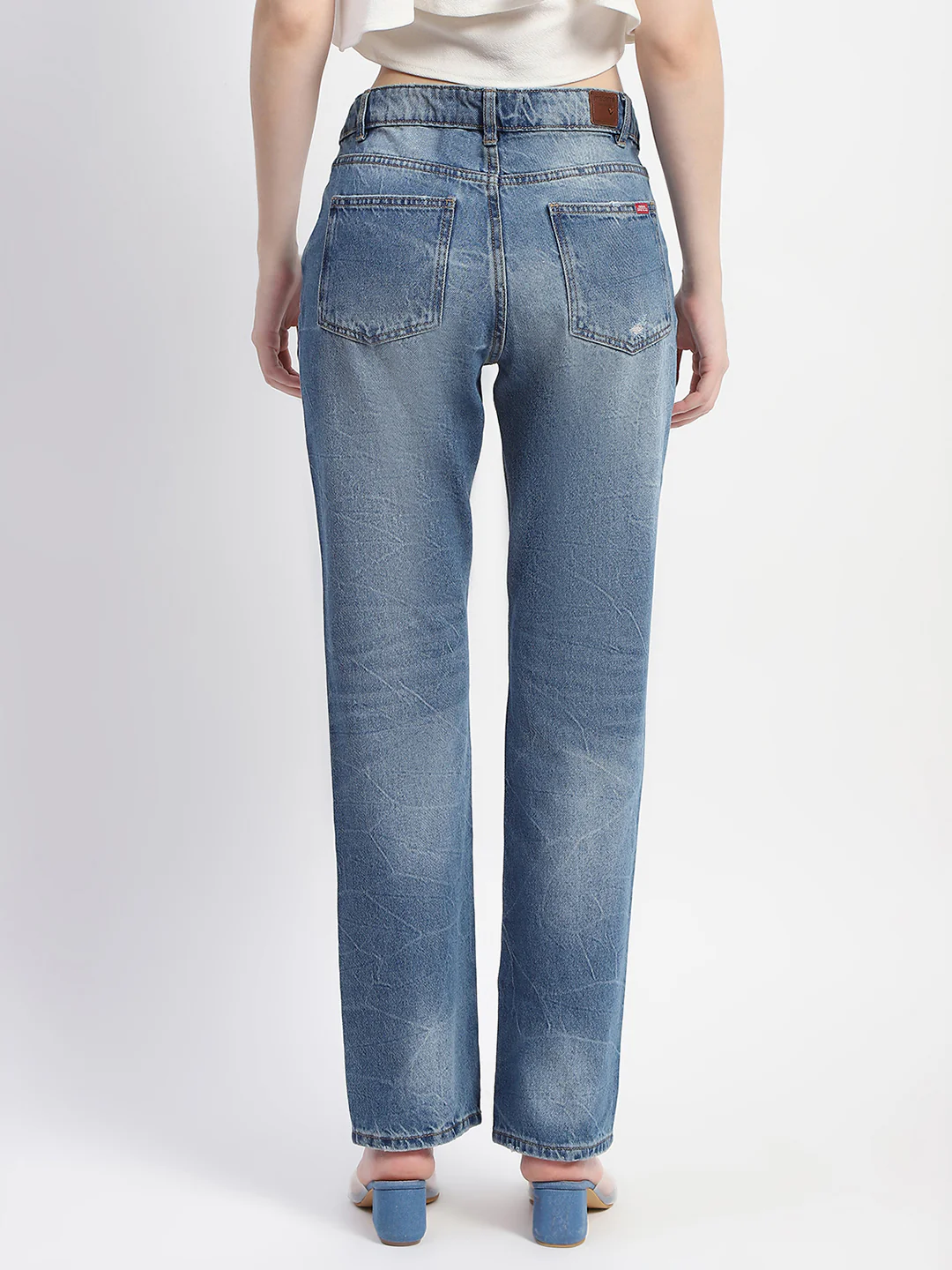 Madame Crushed Ripped Blue Straight Denim - Image 5