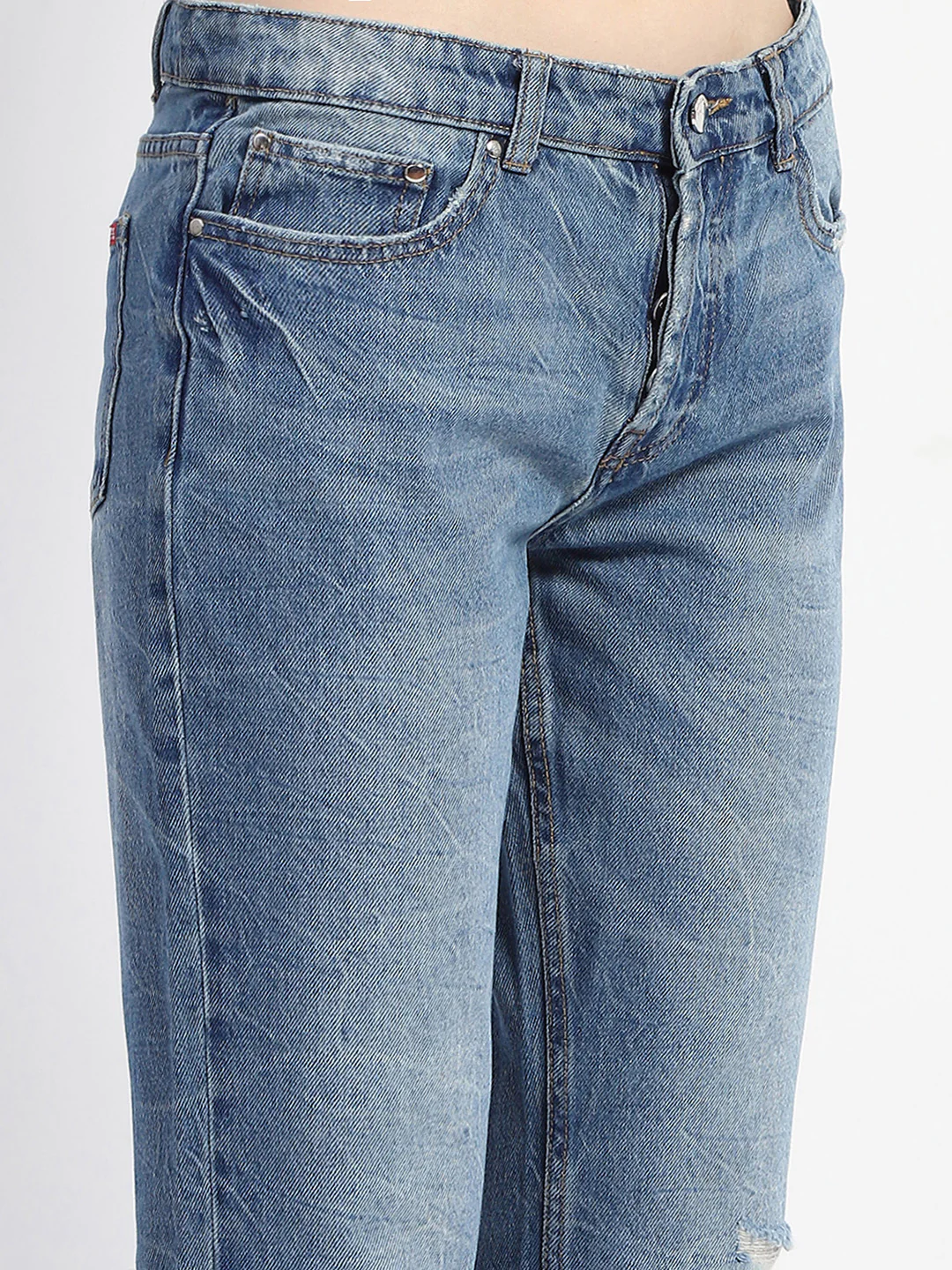 Madame Crushed Ripped Blue Straight Denim - Image 6