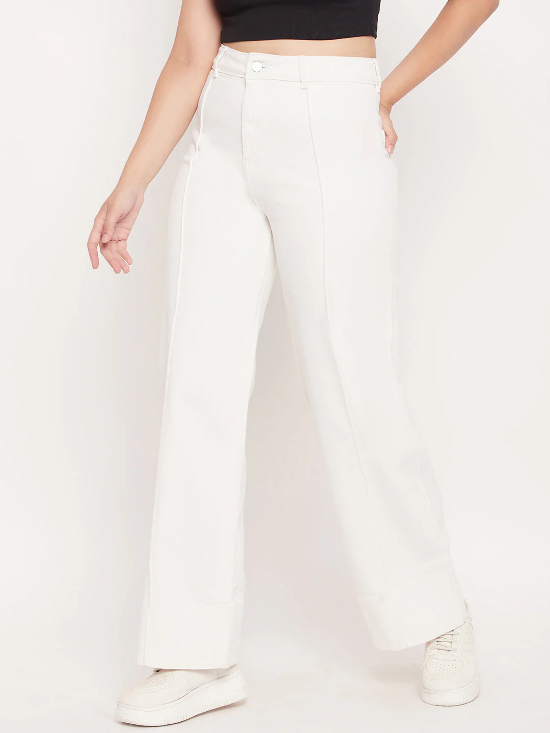 Madame White High Rise Wide Leg Jeans - Image 3