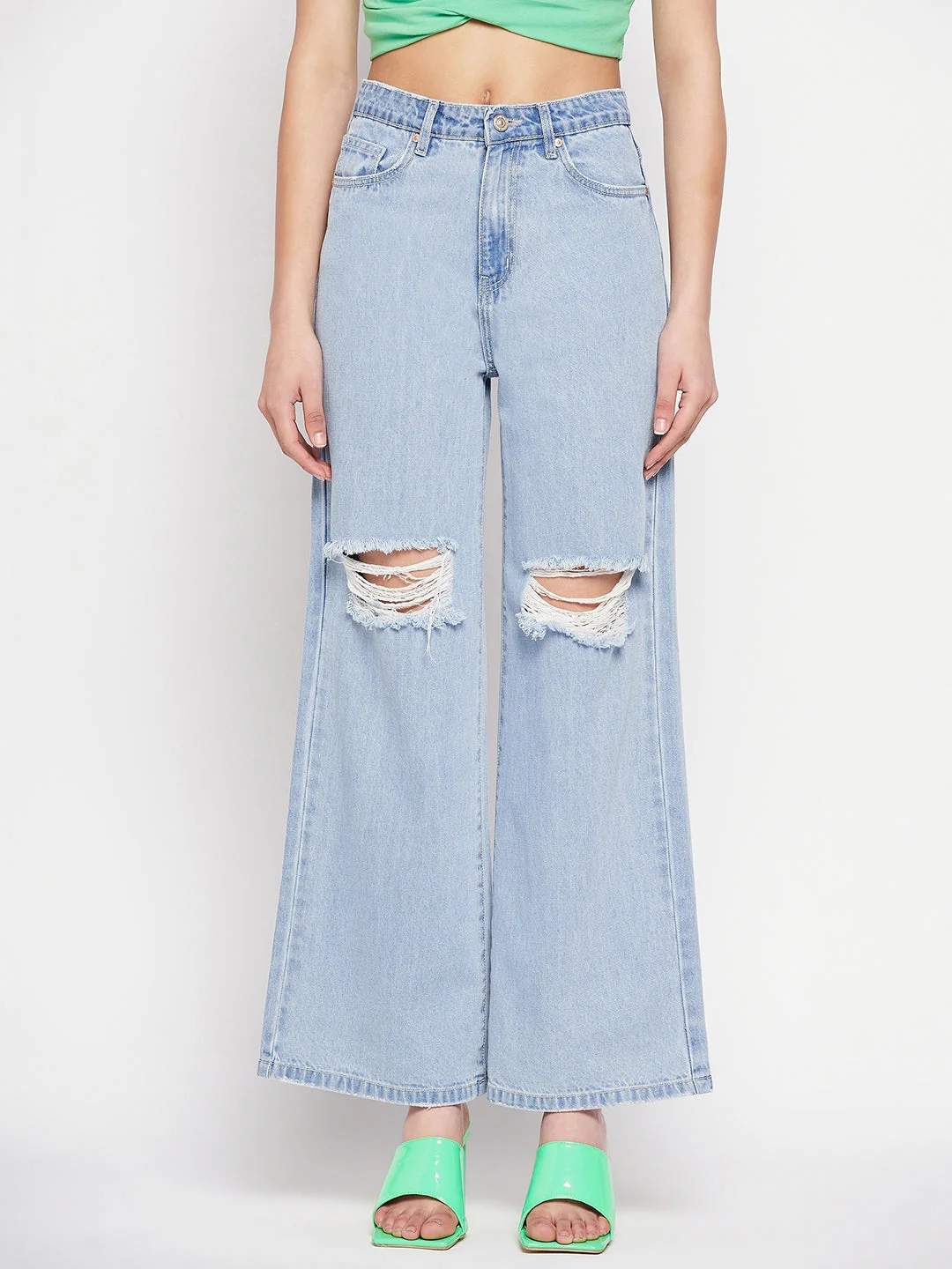 Madame Women Blue Rugged Denim - Image 4