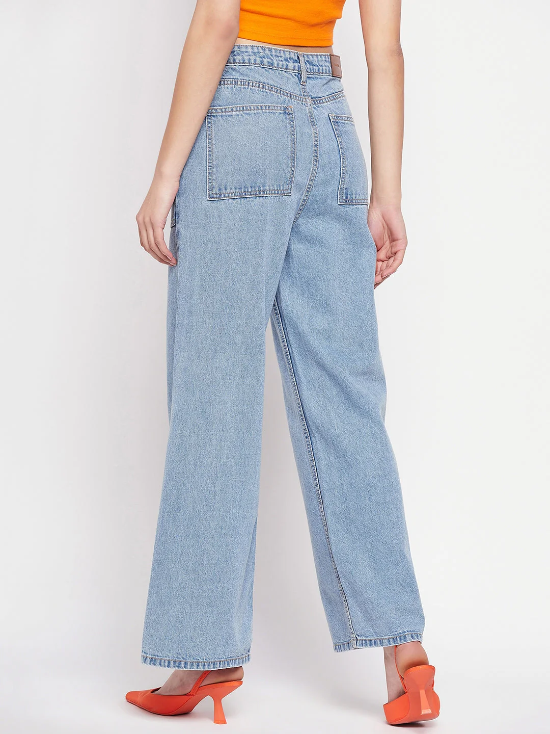 Madame Light Blue Slit Wide Leg Denim Jeans - Image 3