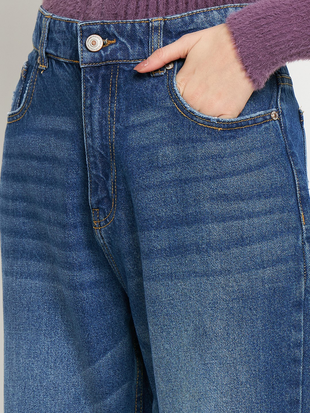 Madame Blue Straight Fit Distressed Jeans - Image 2
