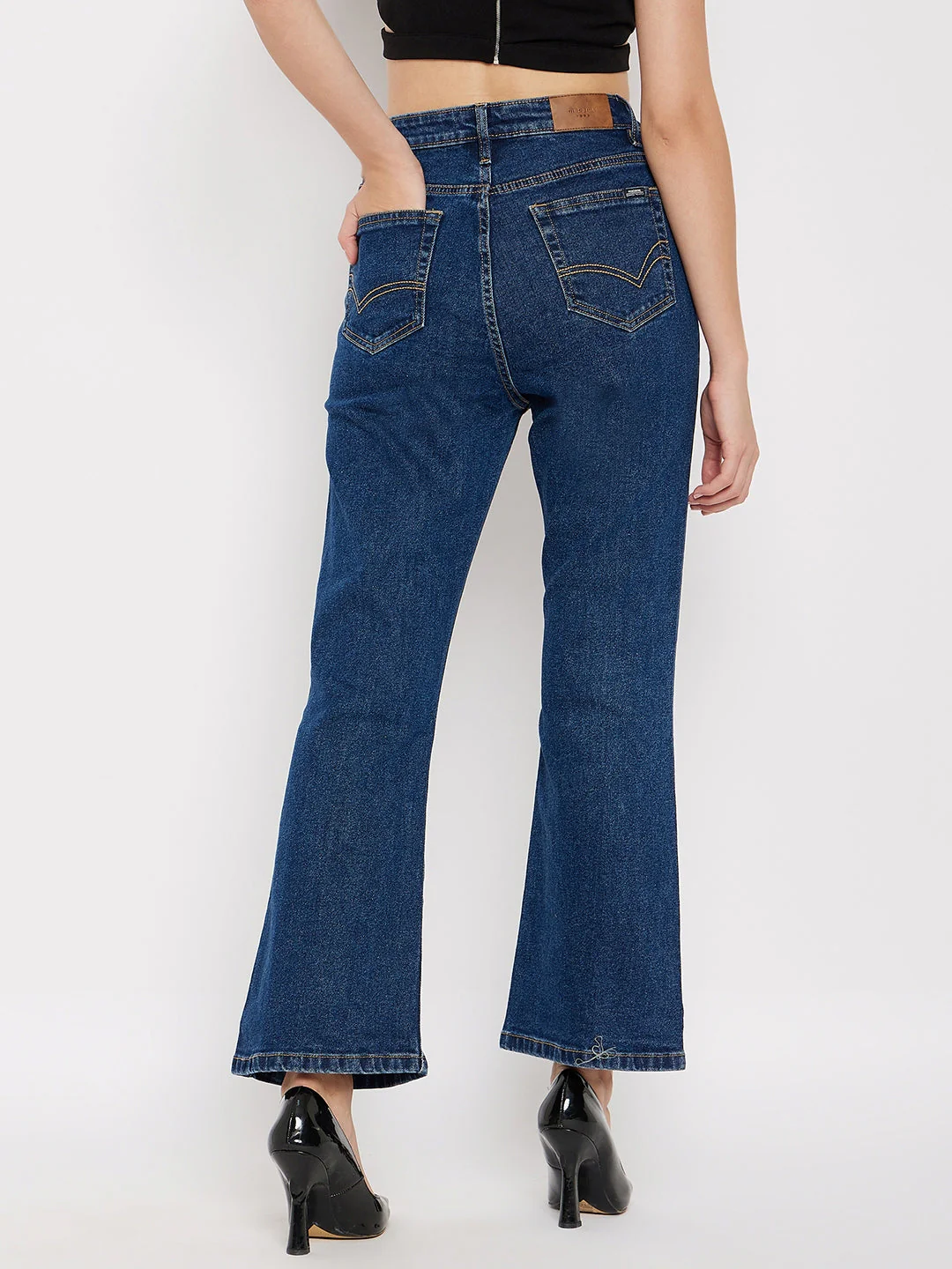 Madame Mid-Rise Front Slit Dark Wash Jeans - Image 5