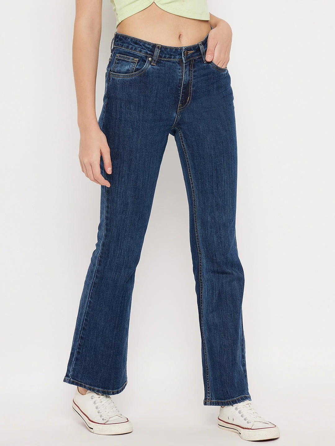 Madame Mid-Rise Flared Dark Wash Jeans - Image 4