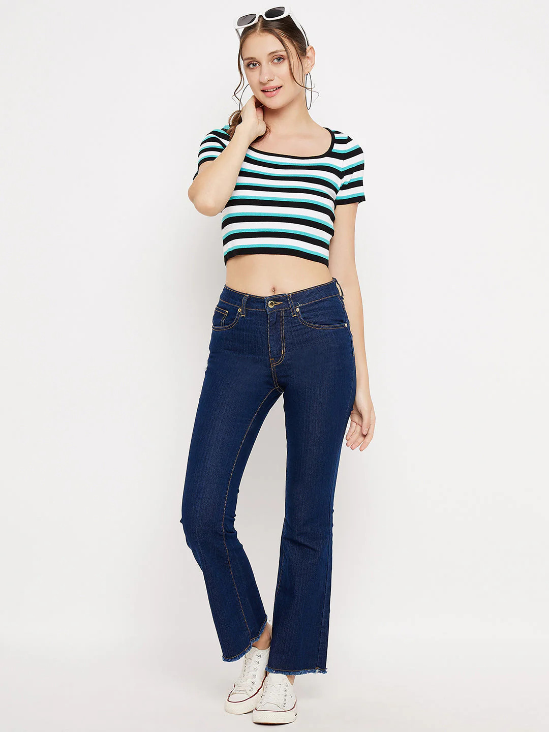 Madame Rugged Hem Dark Blue Denim Jeans - Image 2