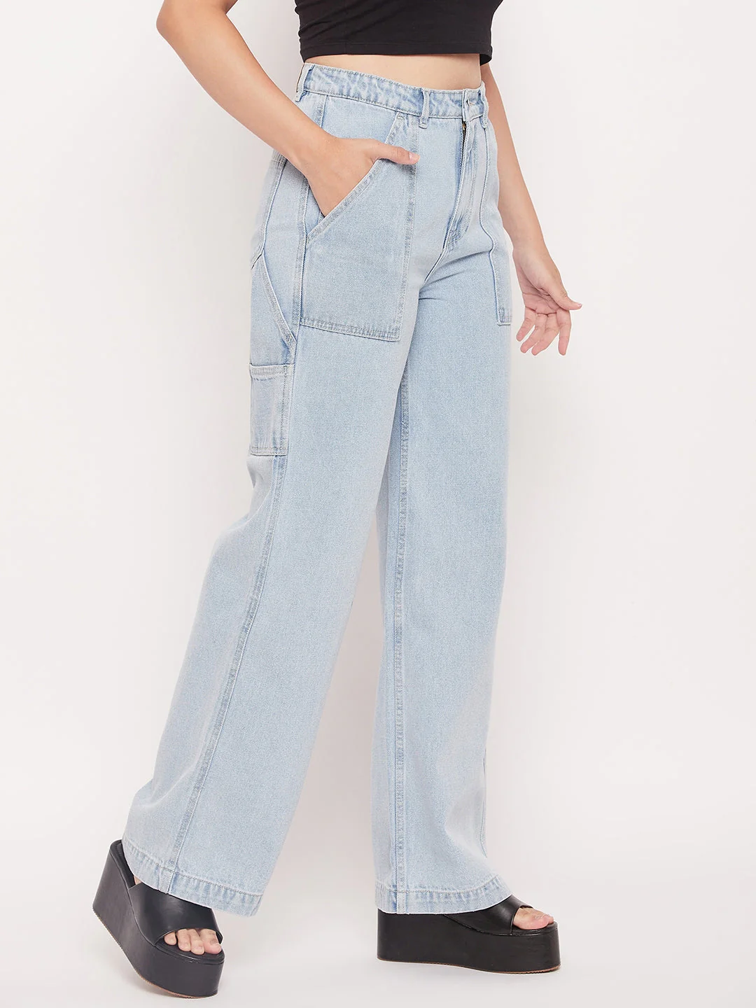 Madame Ice Blue High Rise Boyfriend Fit Jeans - Image 4