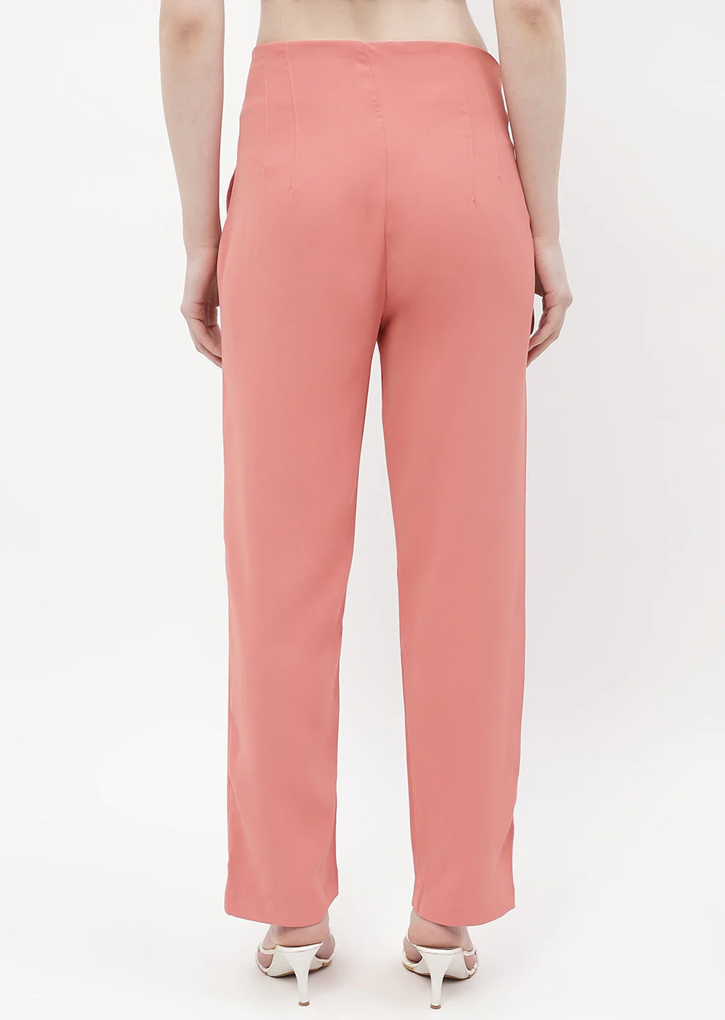 Madame Front Pleated Blush Orange Tapered Trousers - Image 5