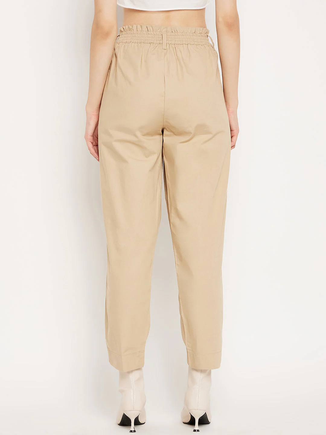 Madame Beige Ankle Length Cotton Trousers - Image 5