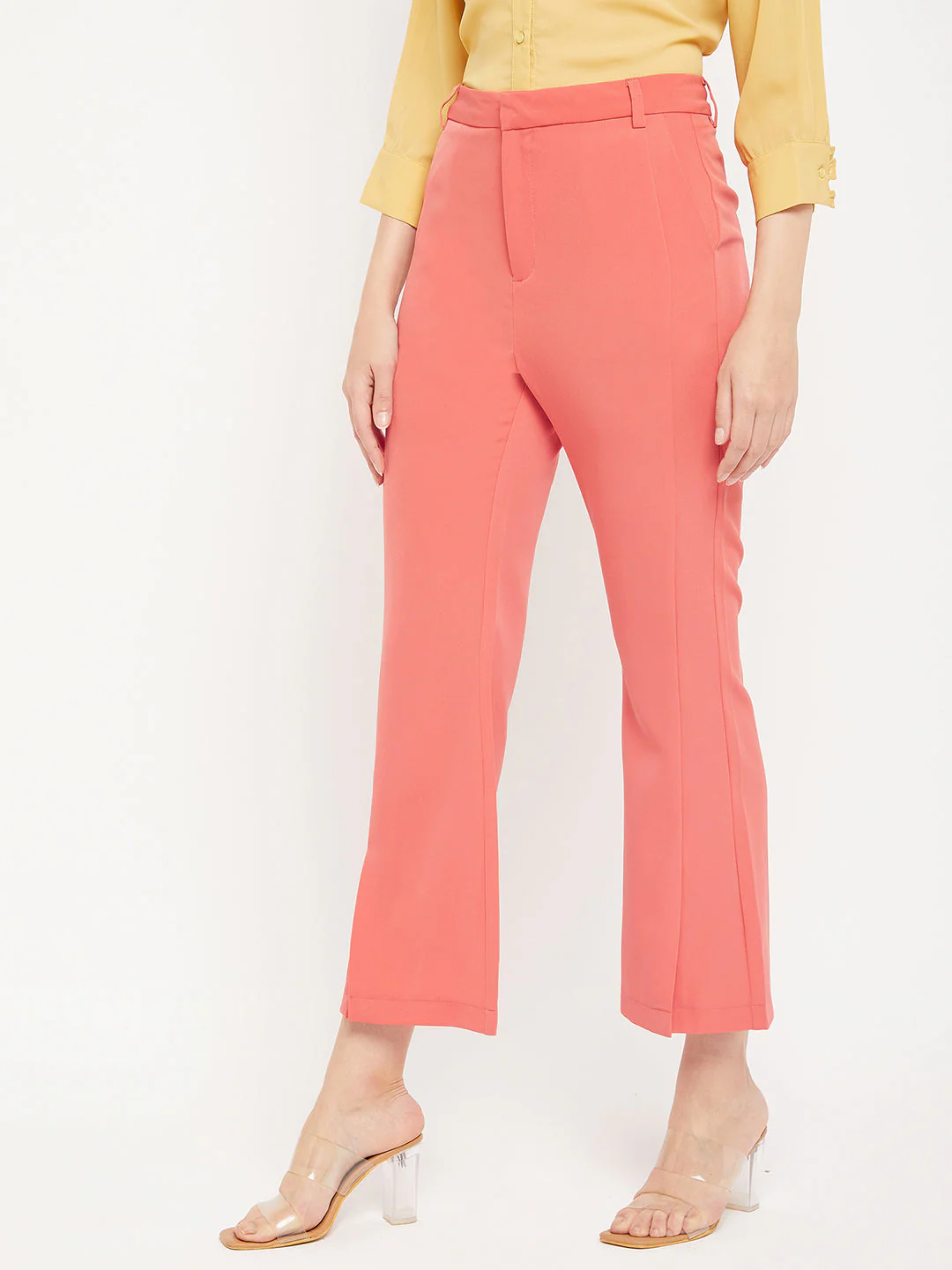Madame Solid Coral Bootcut Trousers - Image 3